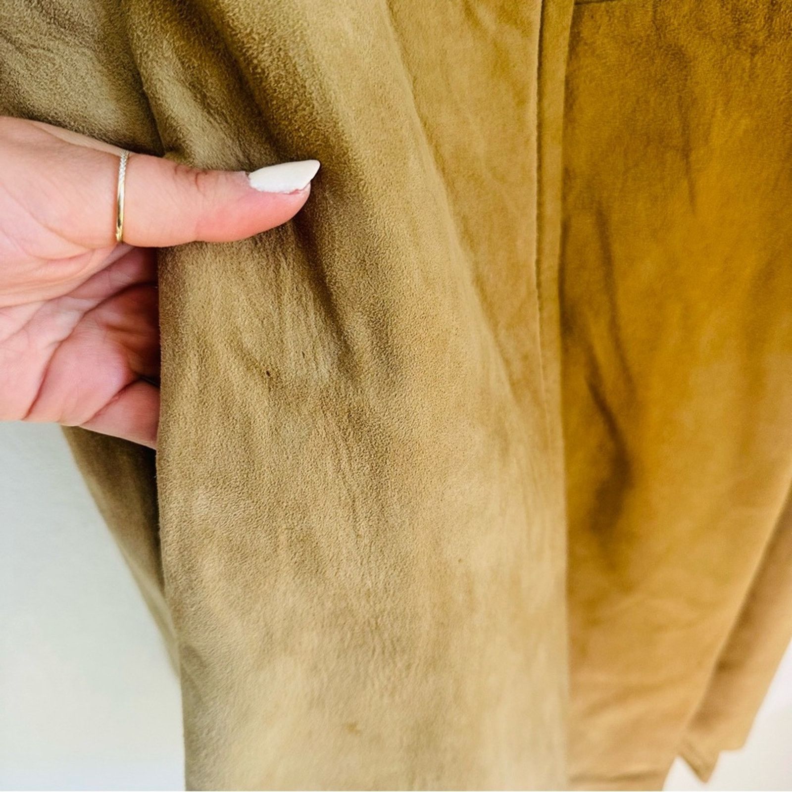 Vintage VINTAGE Beige Tan Camel Suede Leather Trench Coat Tie Jacket Size M / US 6-8 / IT 42-44 - 10 Thumbnail