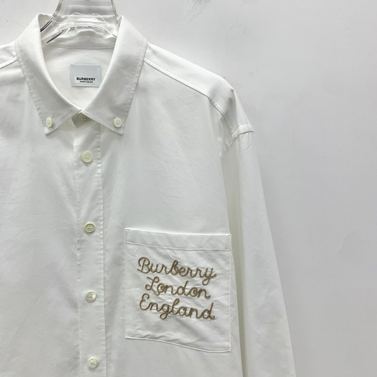 Burberry Burberry White Logo Letter Cotton Long Sleeve Shirt K26WX Size US XL / EU 56 / 4 - 3 Thumbnail