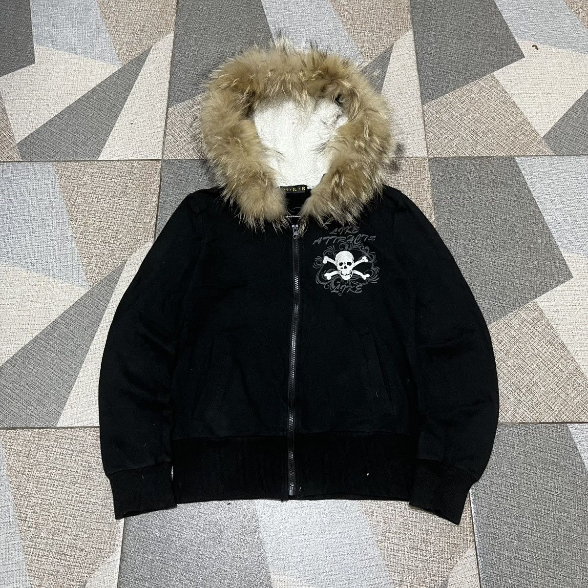 Japanese Brand Y2K MKR Skull Fur Hoodie Size US XS / EU 42 / 0 - 1 Thumbnail