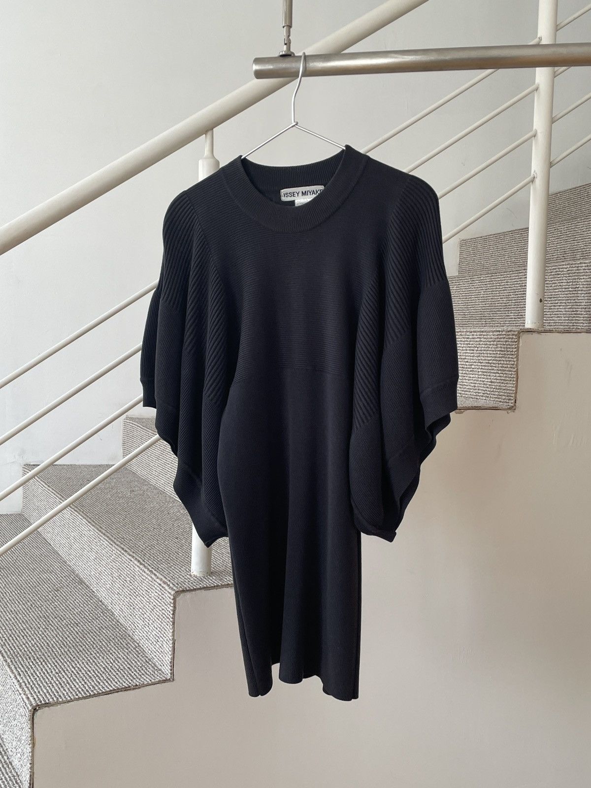 Vintage ISSEY MIYAKE Dress Knit Sweater Bell Sleeve Pleated Poncho ...