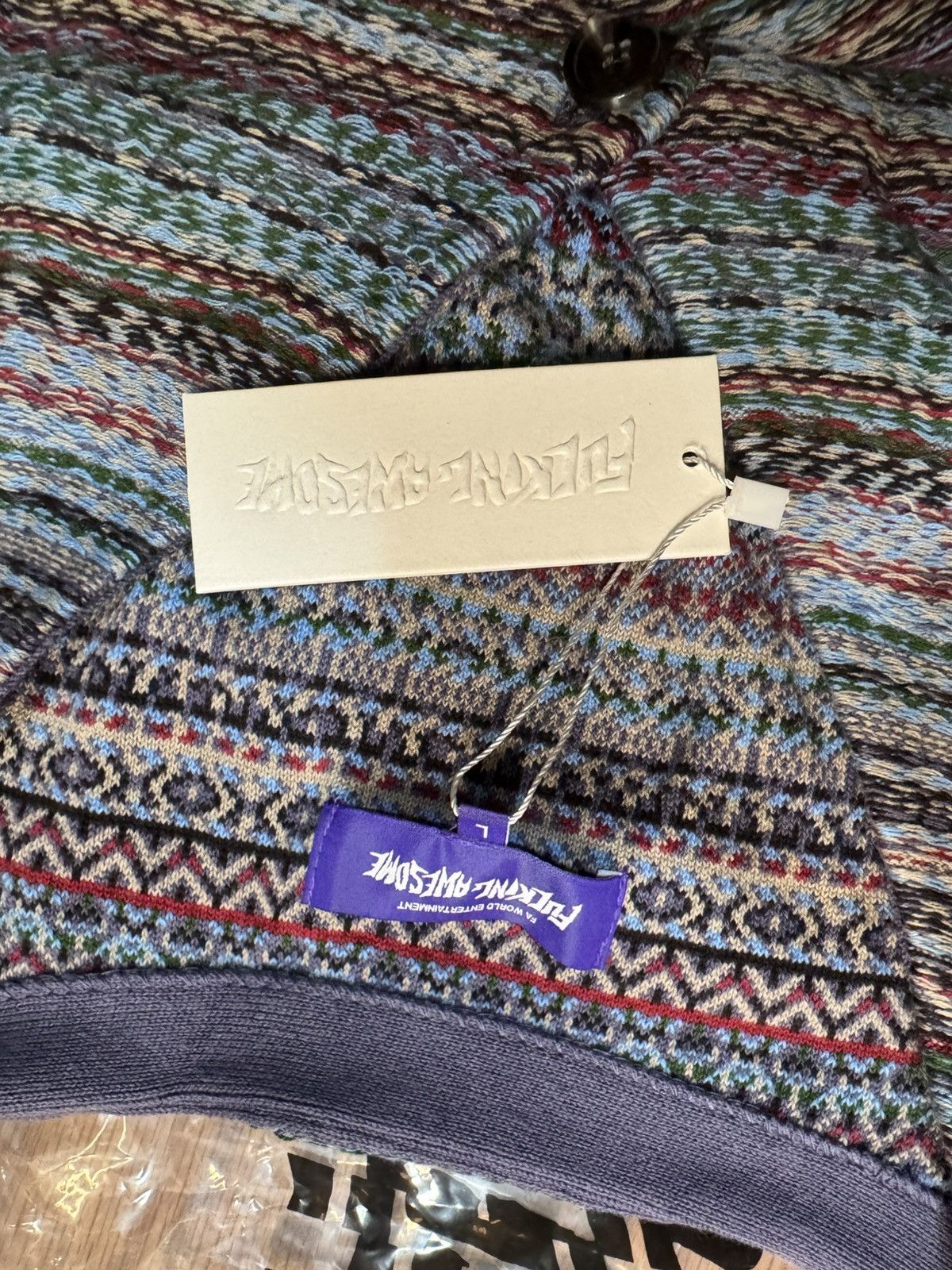 Fucking Awesome Instarsia Knit Cardigan Size US L / EU 52-54 / 3 - 5 Thumbnail