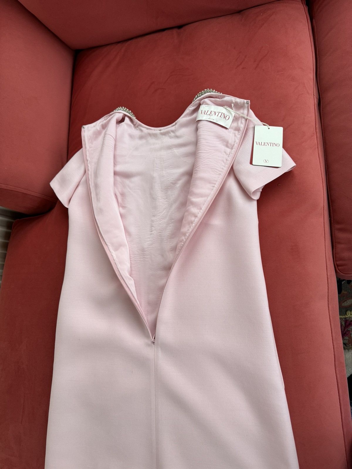 Valentino Valentino wool+silk crepe couture crystal bow pink dress, 40 Size S / US 4 / IT 40 - 12 Thumbnail