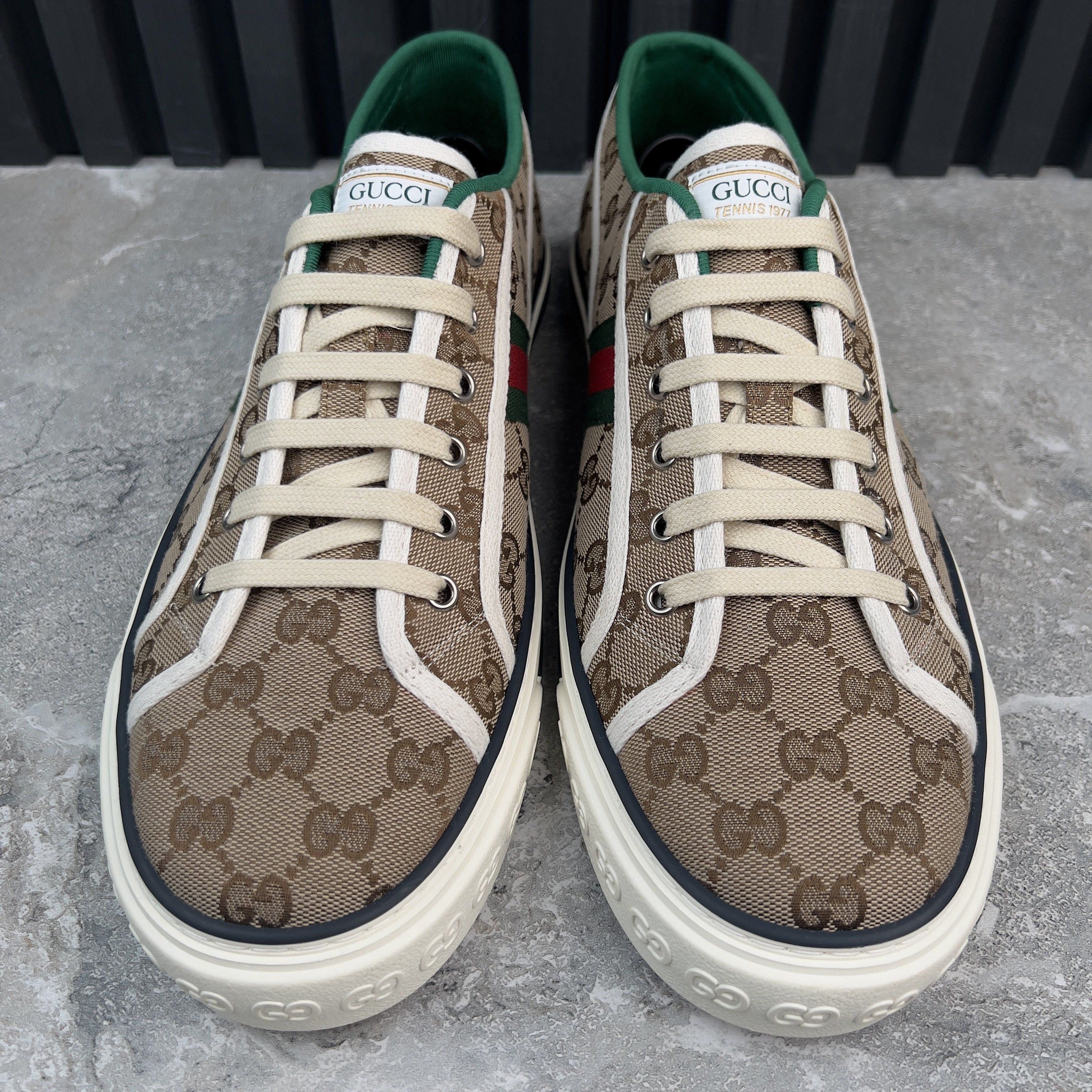 Gucci Tennis 1977 GG Low Top Sneakers Monogram Beige Fabric Size US 12.5 / EU 45-46 - 4 Thumbnail