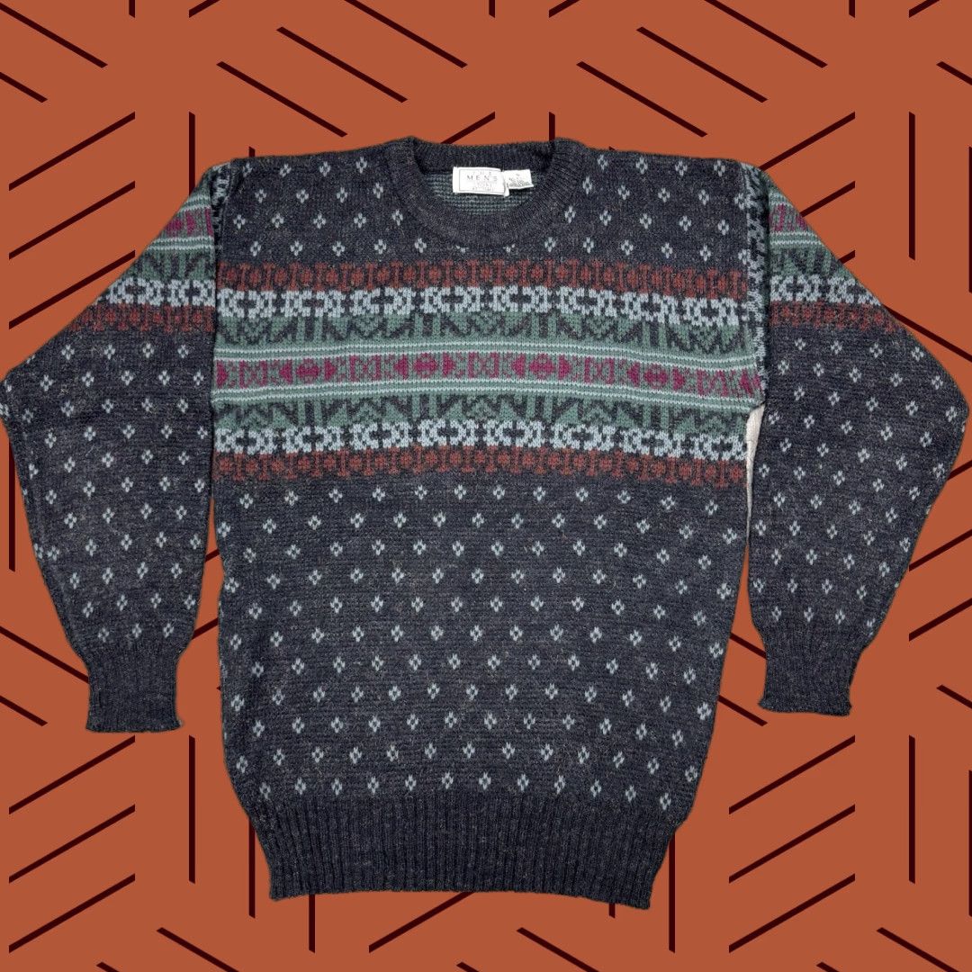 Sears Vintage Sears Men's Crew Neck Fair Isle Wool Blend Sweater M Size US M / EU 48-50 / 2 - 1 Thumbnail