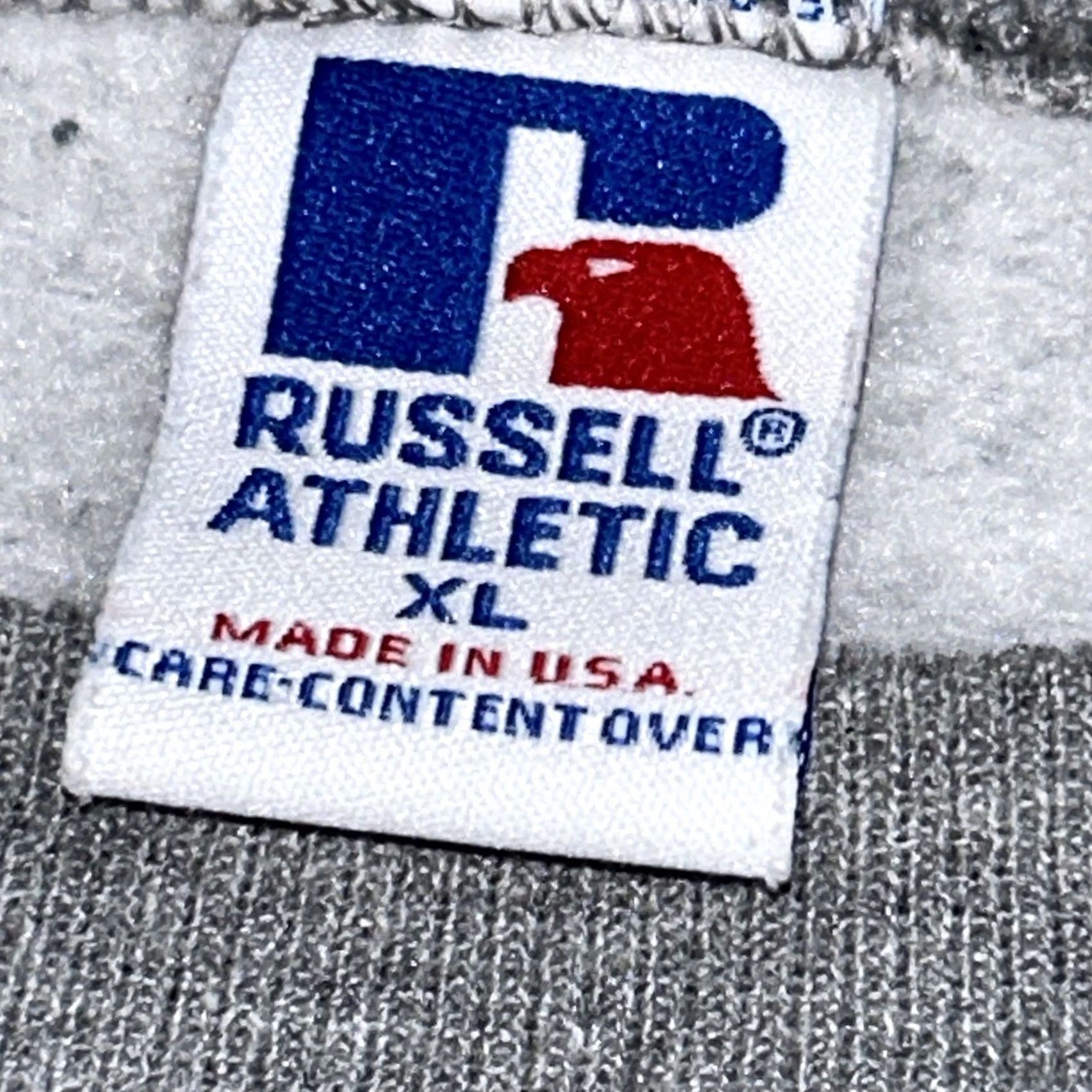 Russell Athletic VINTAGE Russell Athletic Sweatshirt Gray USA Made XL Crew Neck Long Sleeve Graphic Print Logo 90s College Sports Urban Fashion Mens Size US XL / EU 56 / 4 - 4 Thumbnail