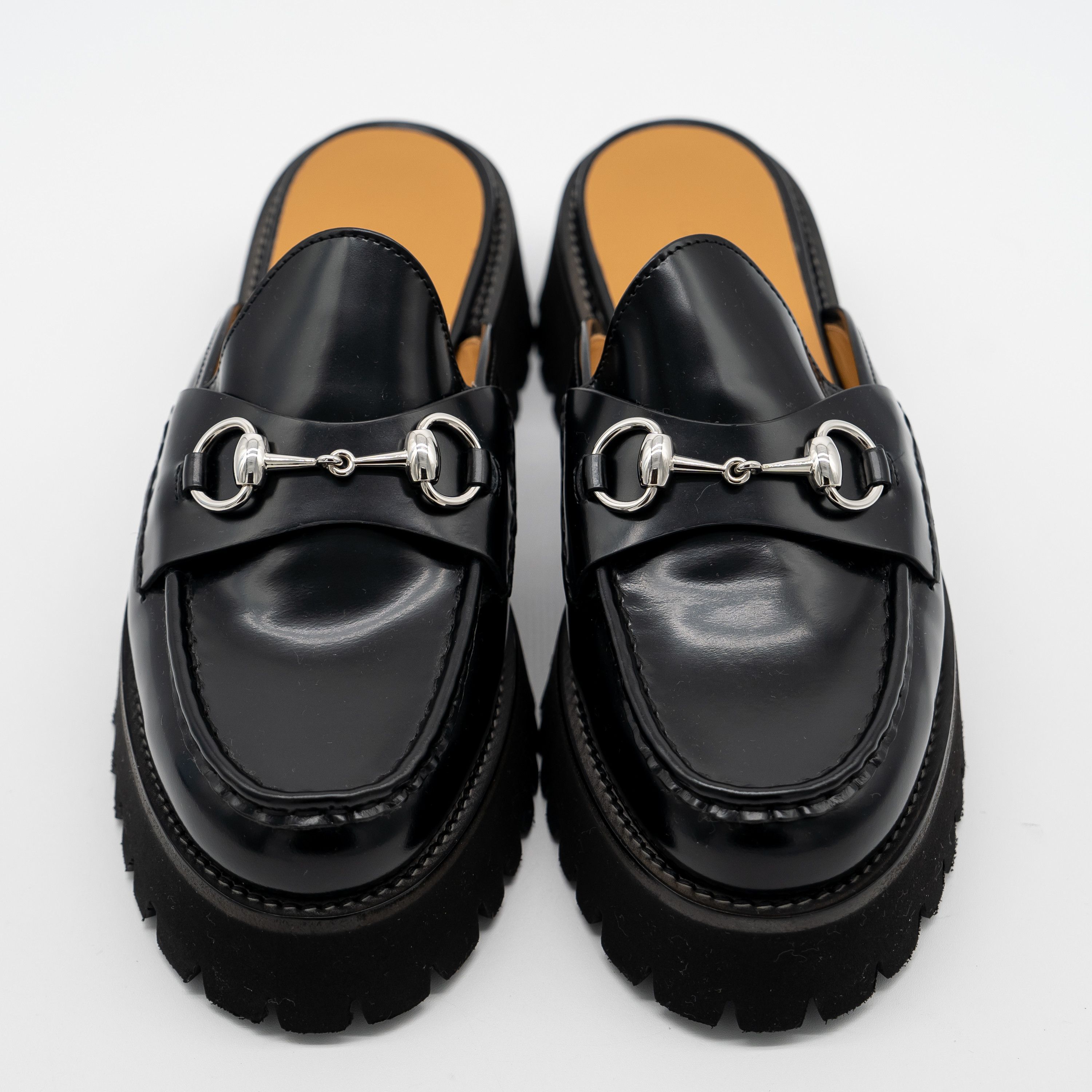 Gucci 40G Gucci Mules Platform Horsebit Black Leather Lug Sole Size US 10 / IT 40 - 3 Thumbnail