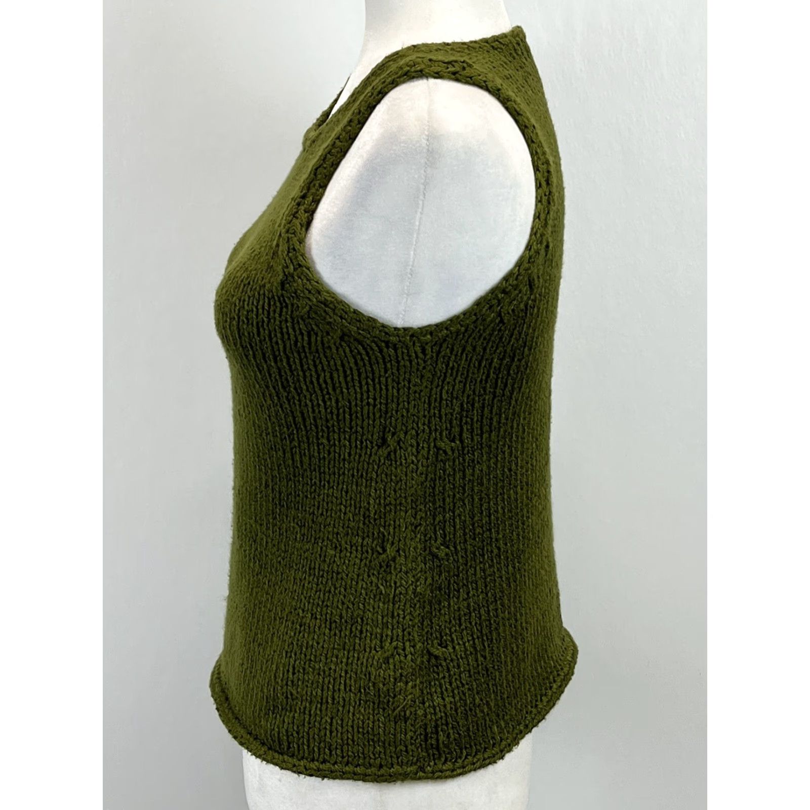 Michael Kors MICHAEL KORS Chunky-Knit Sweater Vest Sz Small Womens Olive Green Classic Size S / US 4 / IT 40 - 2 Thumbnail