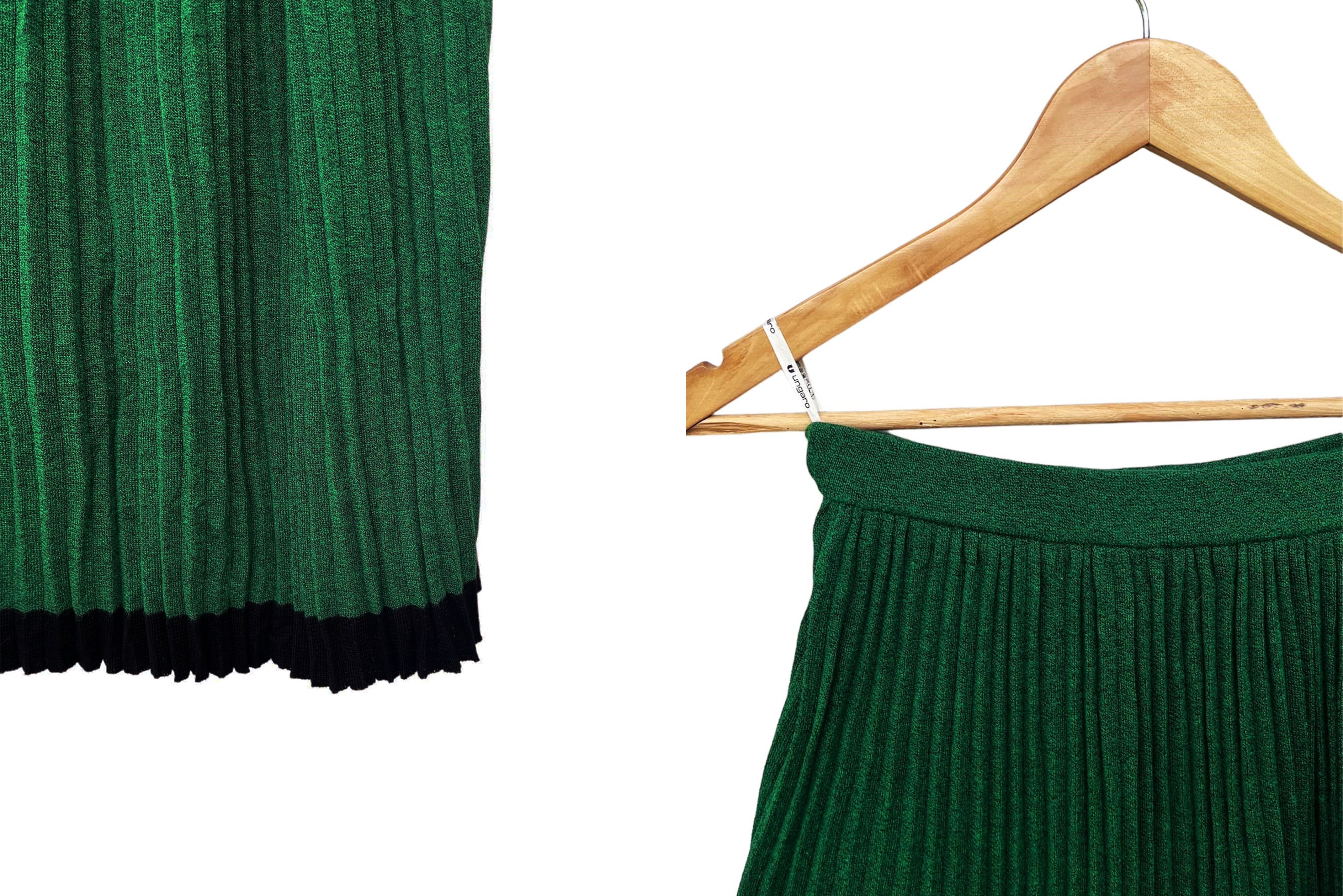 Ungaro Paris Ungaro Paris Emerald Green Pleated skirt with black hemline Size 25" / US 0 / IT 36 - 4 Thumbnail