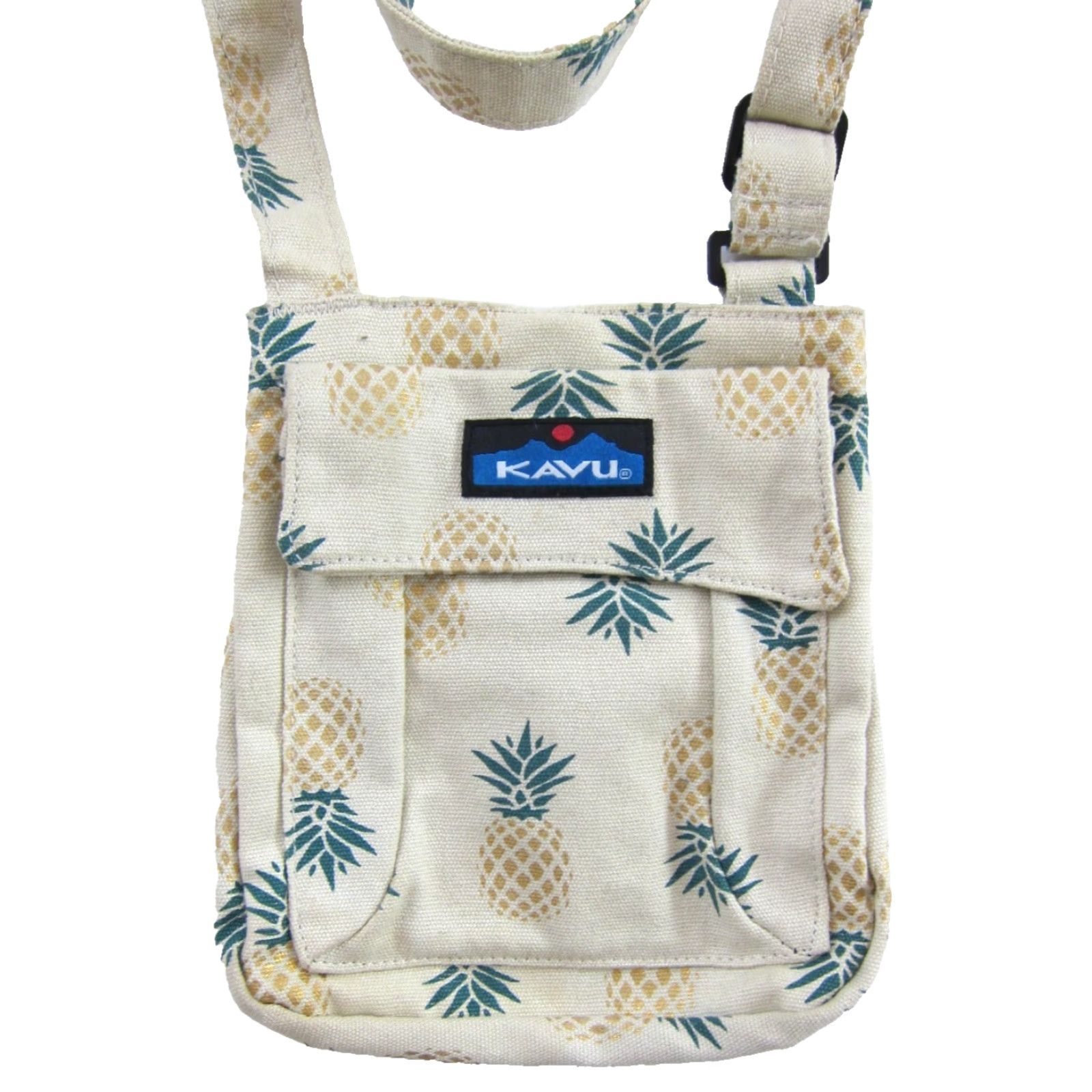 KAVU KAVU Ivory Green Gold Pineapple 3 pouch Small Satchel Shoulder Bag Purse Size ONE SIZE - 3 Thumbnail