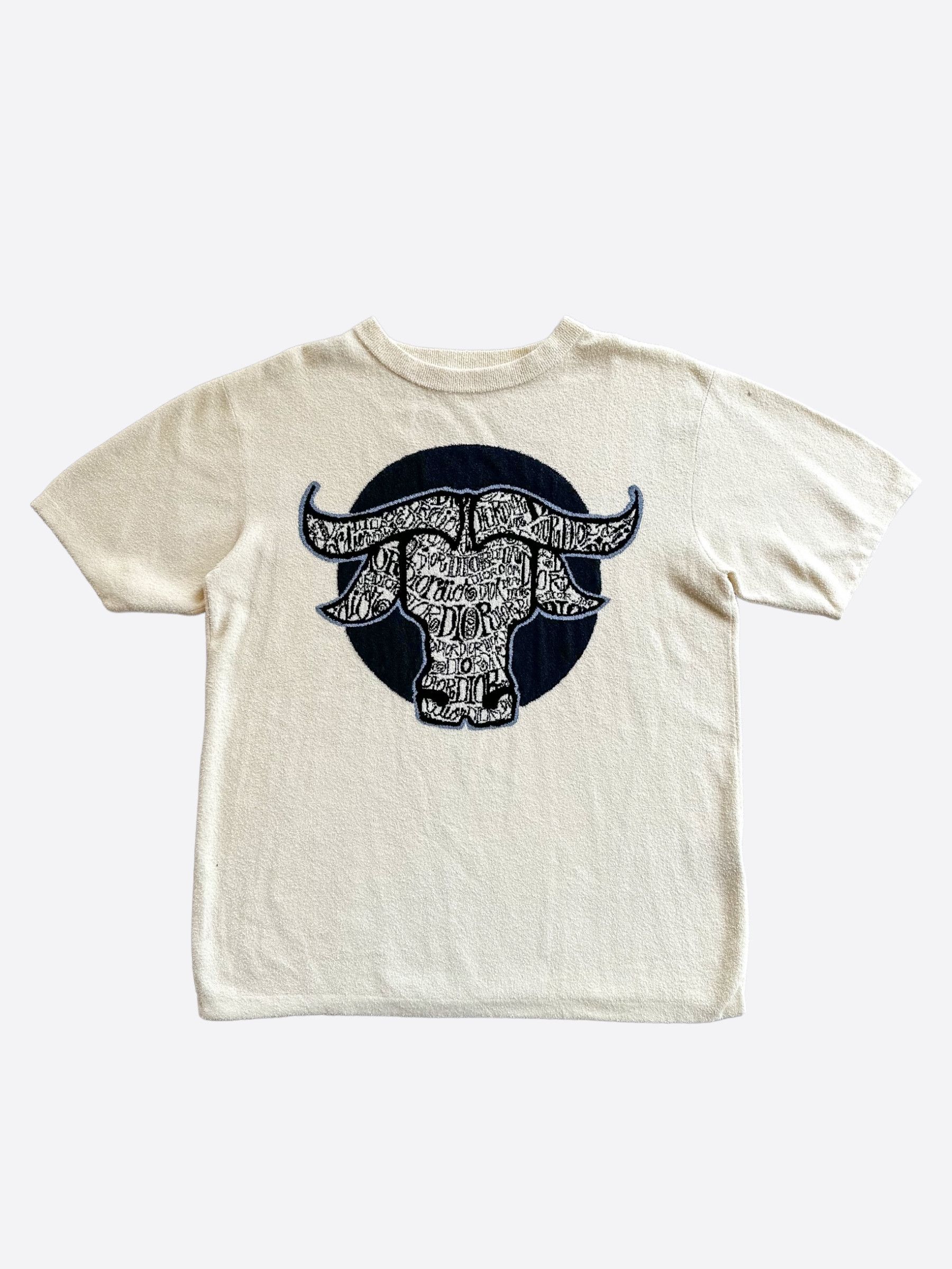 Dior Dior Stussy Cream Ox Logo T-Shirt Size US L / EU 52-54 / 3 - 1 Thumbnail