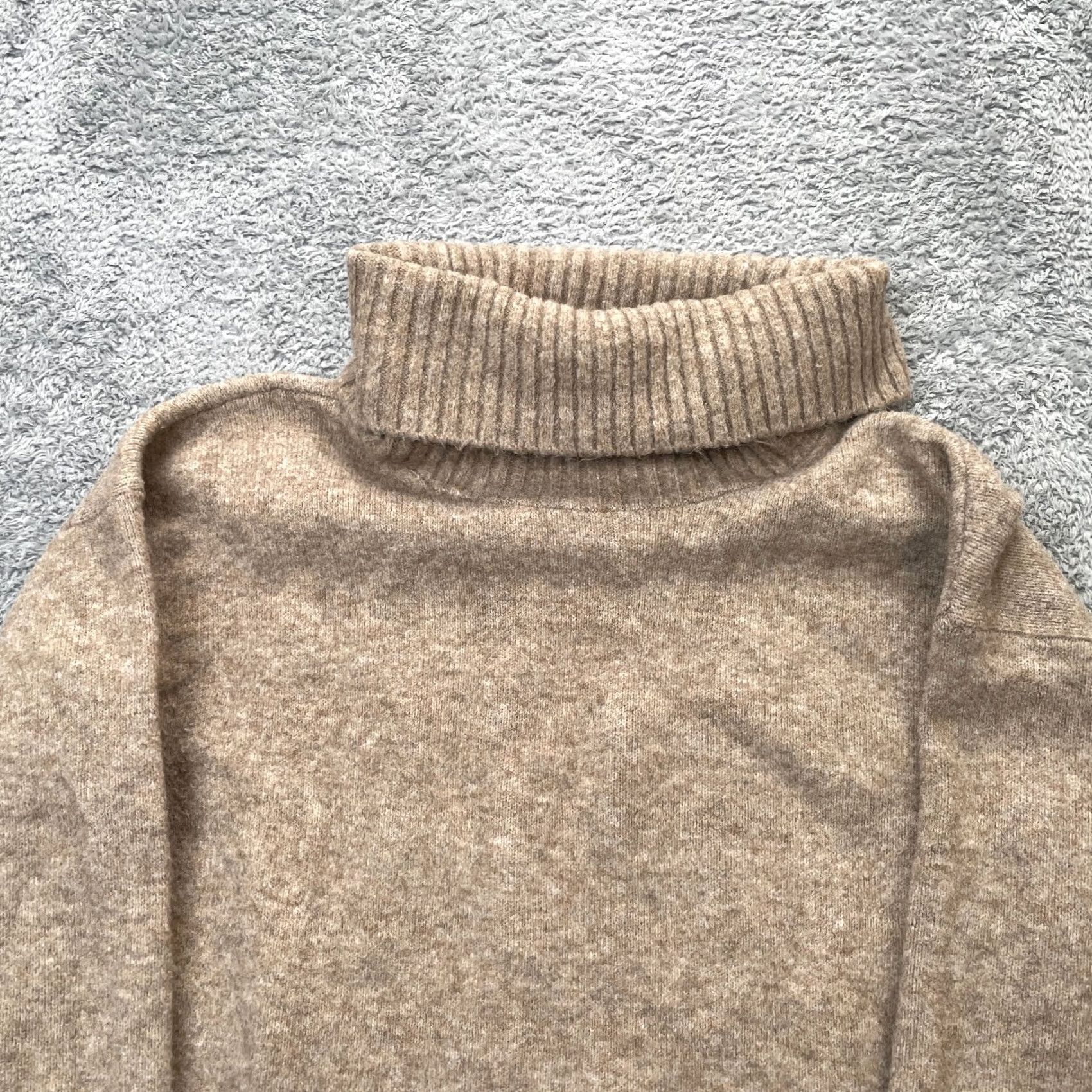 Uniqlo Uniqlo Sweater Women Small Beige Souffle Yarn Turtleneck Tunic Ribbed Wool Blend Size S / US 4 / IT 40 - 6 Thumbnail