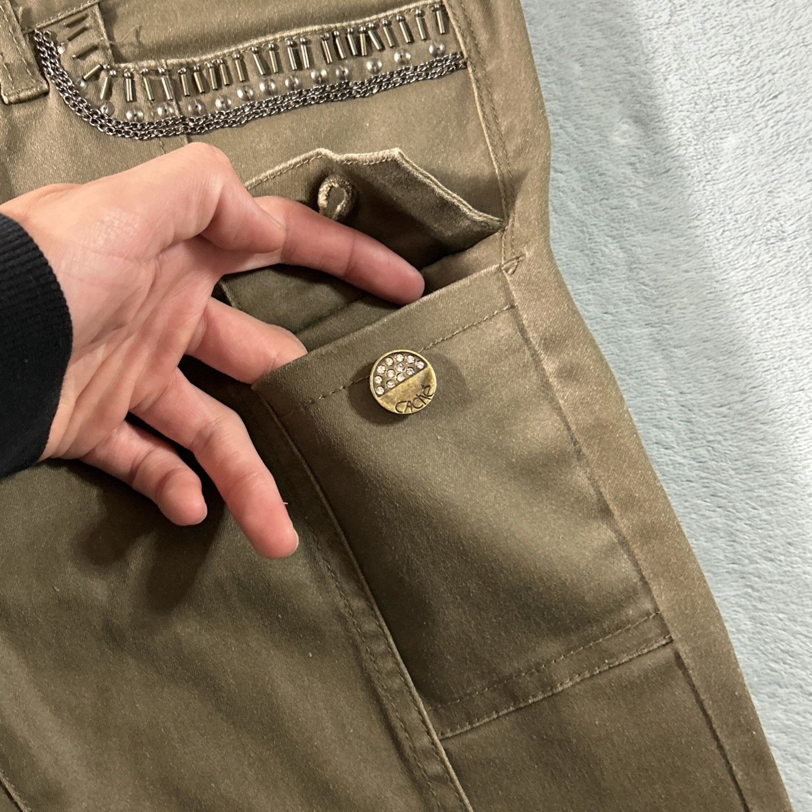 Levi's Rhinestoned Cargo Pants Women 4 30x27 Stretch Slim Ankle Zip Size 27" / US 4 / IT 40 - 9 Thumbnail