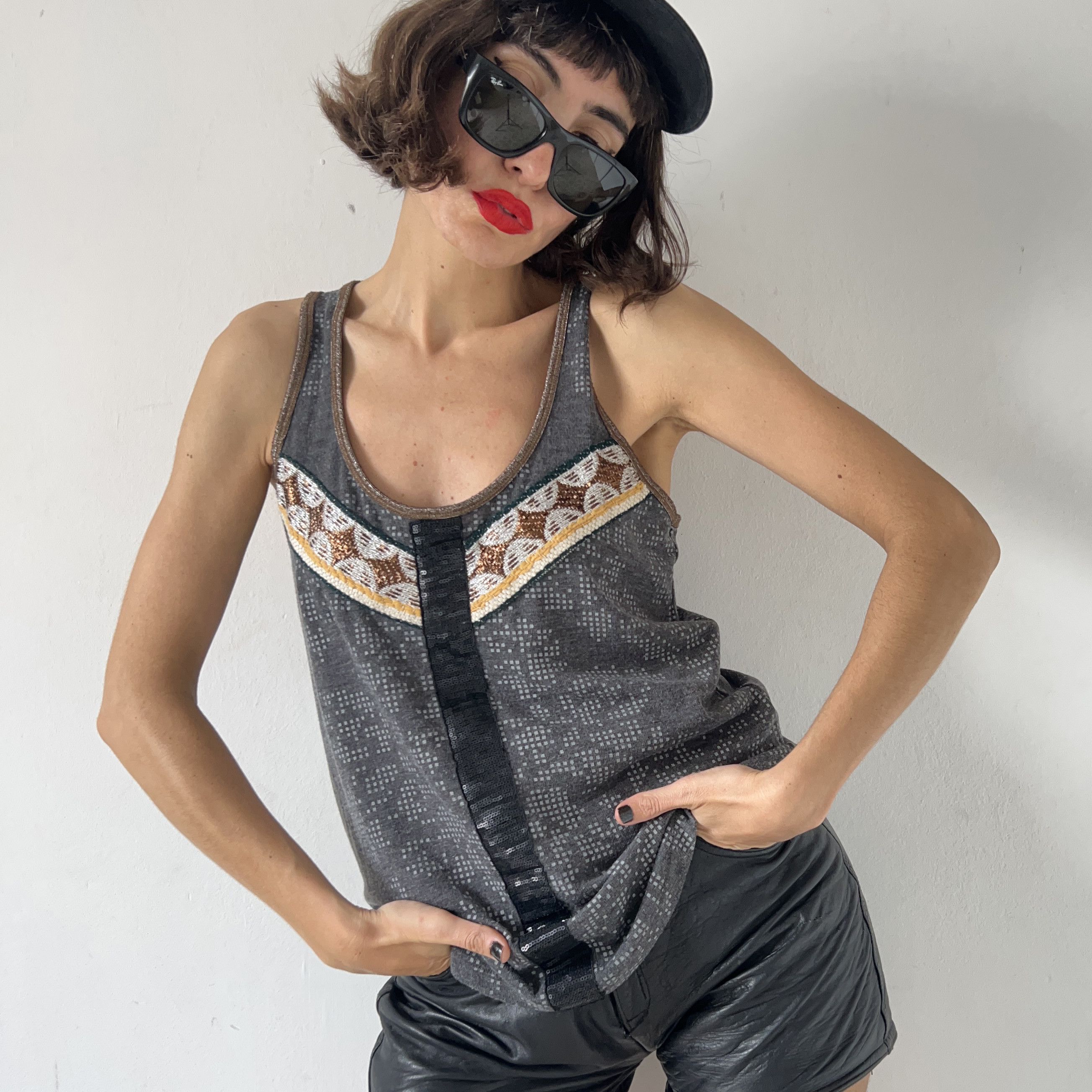 Custo Barcelona Custo Barcelona y2k knit tank top with sequin trim Size M / US 6-8 / IT 42-44 - 6 Thumbnail