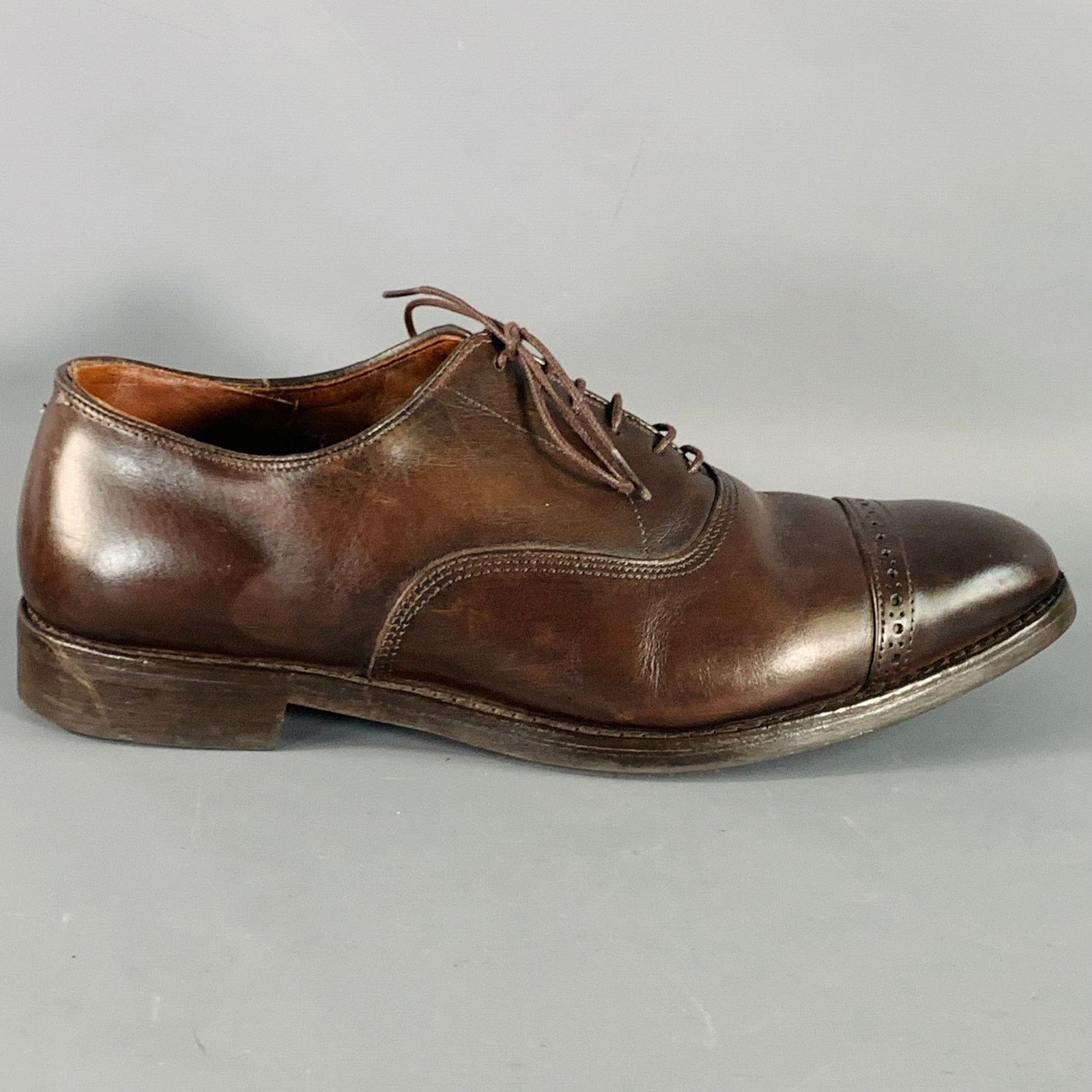 Allen Edmonds Fifth Avenue Brown Leather Oxford Cap Toe Lace-Up Shoes Size US 11 / EU 44 - 2 Thumbnail
