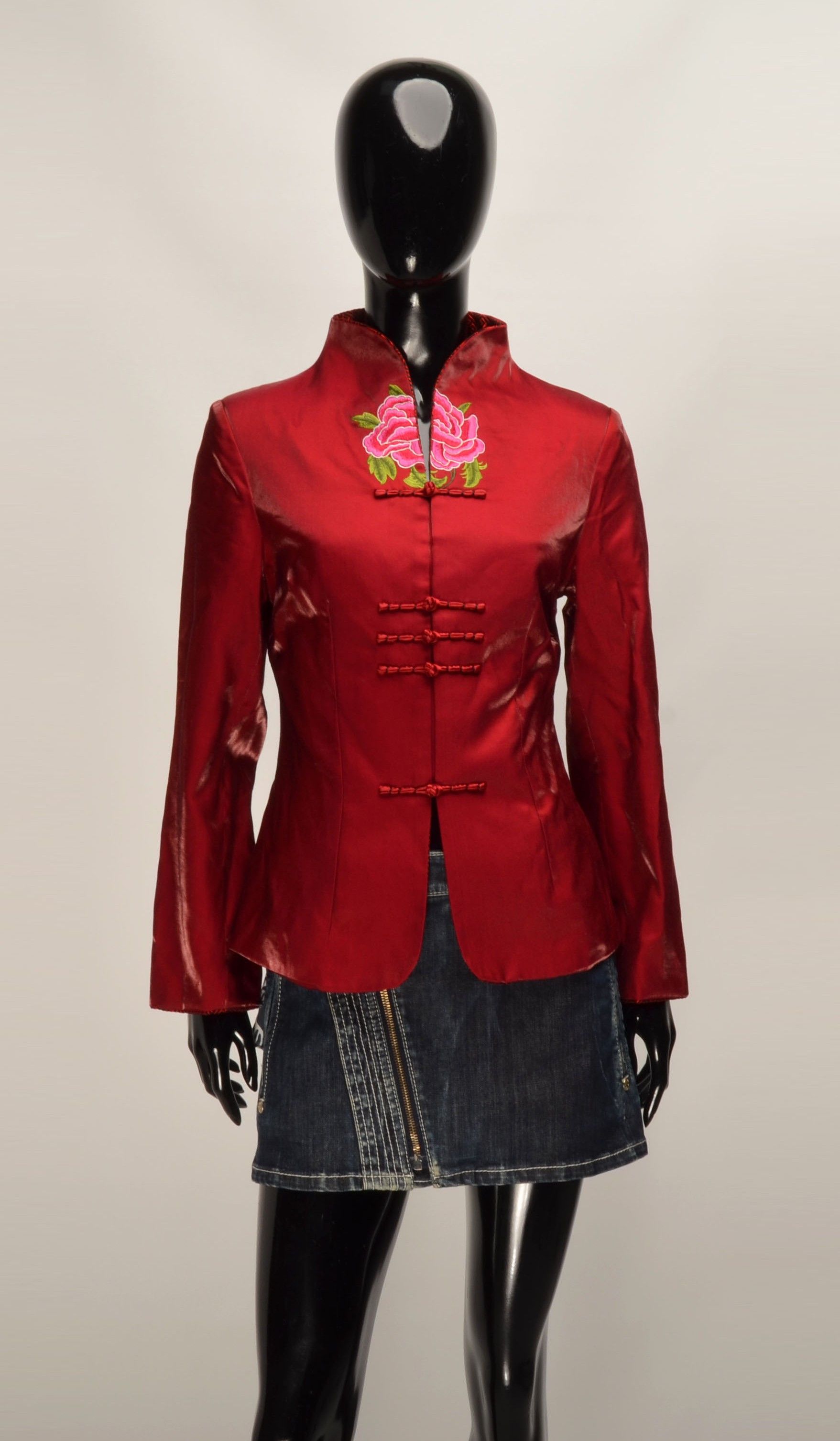 Japanese Brand Vintage Y2K Chinese Red Mandarin Blouse Jacket Blazer Size L / US 10 / IT 46 - 1 Thumbnail