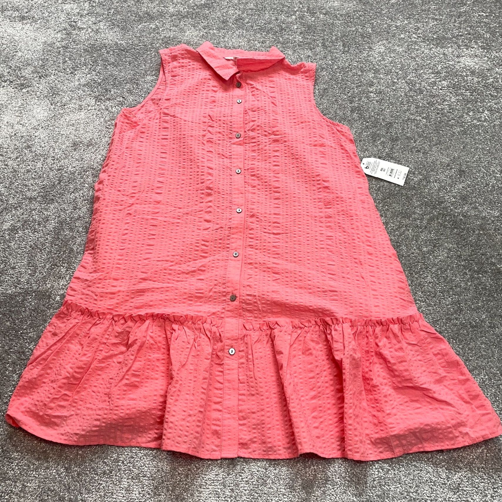 Vintage Time & True Blouse Shirt Womes 2XL Pink Plaid Button Up Collared Sleeveless Knit Cotton Polyester Casual Women's Size XXL / US 16-18 / IT 52-54 - 2 Thumbnail