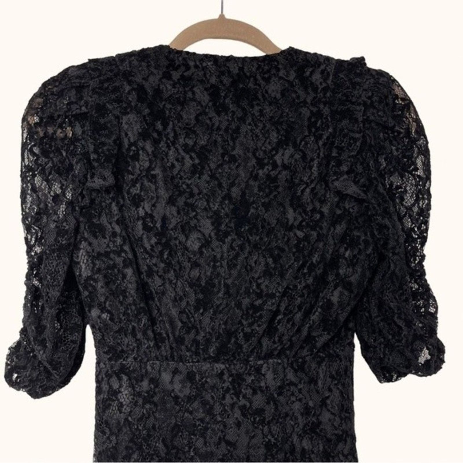 Maje Maje | Rimael Black Velvet Flocked Lace Mini Dress Size 1 Size S / US 4 / IT 40 - 9 Thumbnail