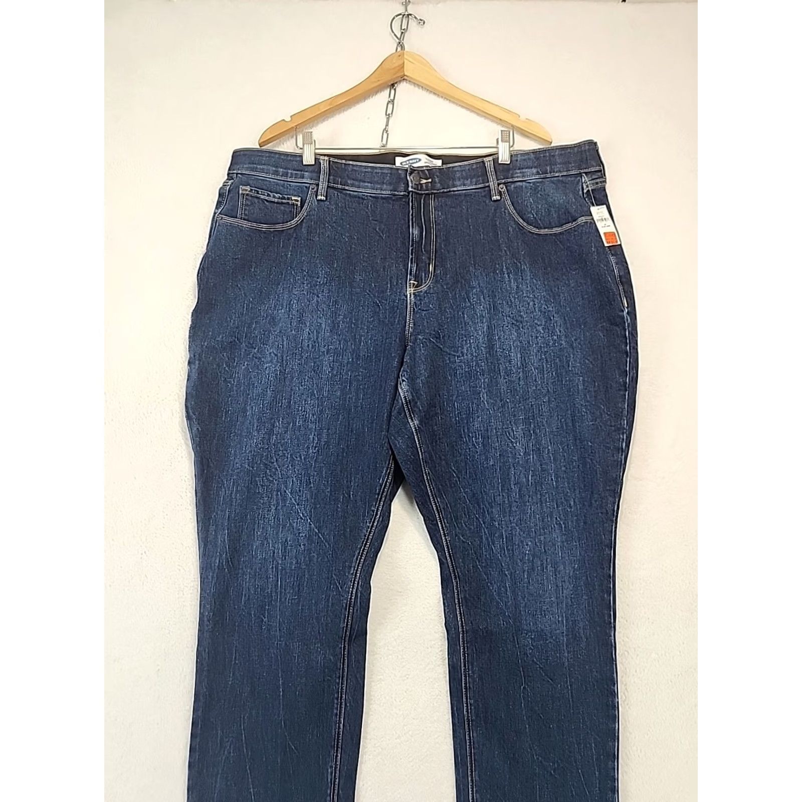 Old Navy VINTAGE Old Navy Womens Power Slim Straight High Rise Blue Jeans 24 Plus Long NWT Size 42" / US 20 - 3 Thumbnail