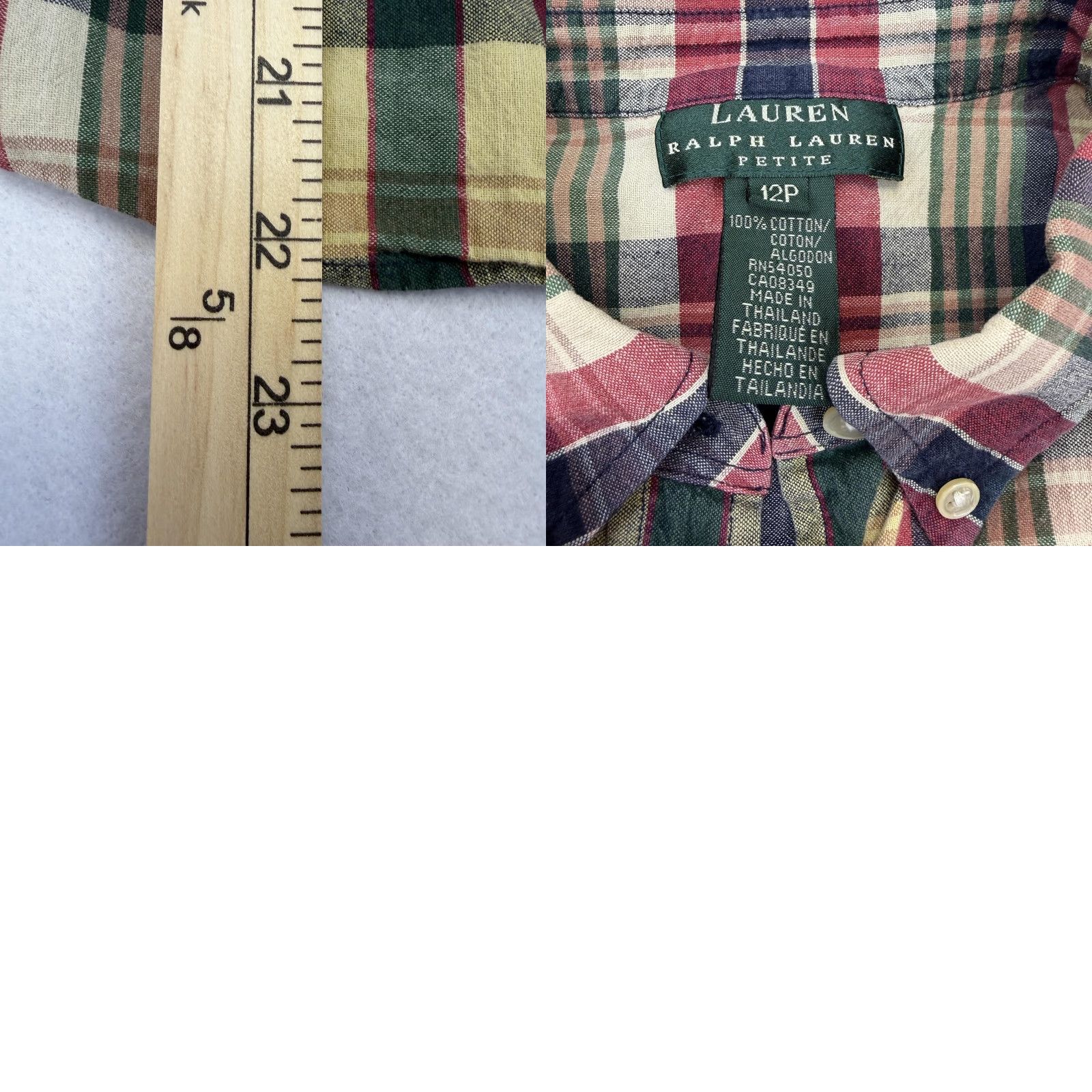 Ralph Lauren Lauren Ralph Lauren Shirt Womens 12P Petite Multicolor Plaid Sleeveless Button-Up Logo Size XL / US 12-14 / IT 48-50 - 8 Thumbnail