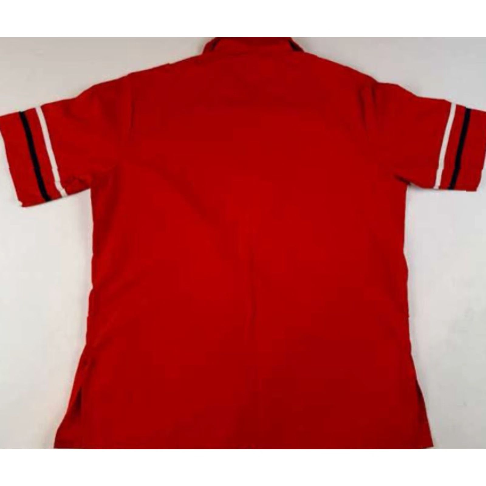 VINTAGE Jantzen Shirt XL Red USA Striped Trim Button-Up Short Sleeve with Pockets Mens