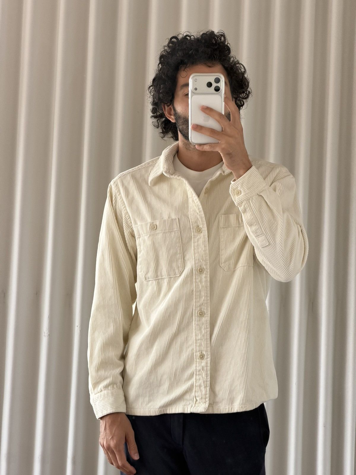 Uniqlo Uniqlo Cream Corduroy Button Up Shirt Jacket Size US M / EU 48-50 / 2 - 2 Thumbnail