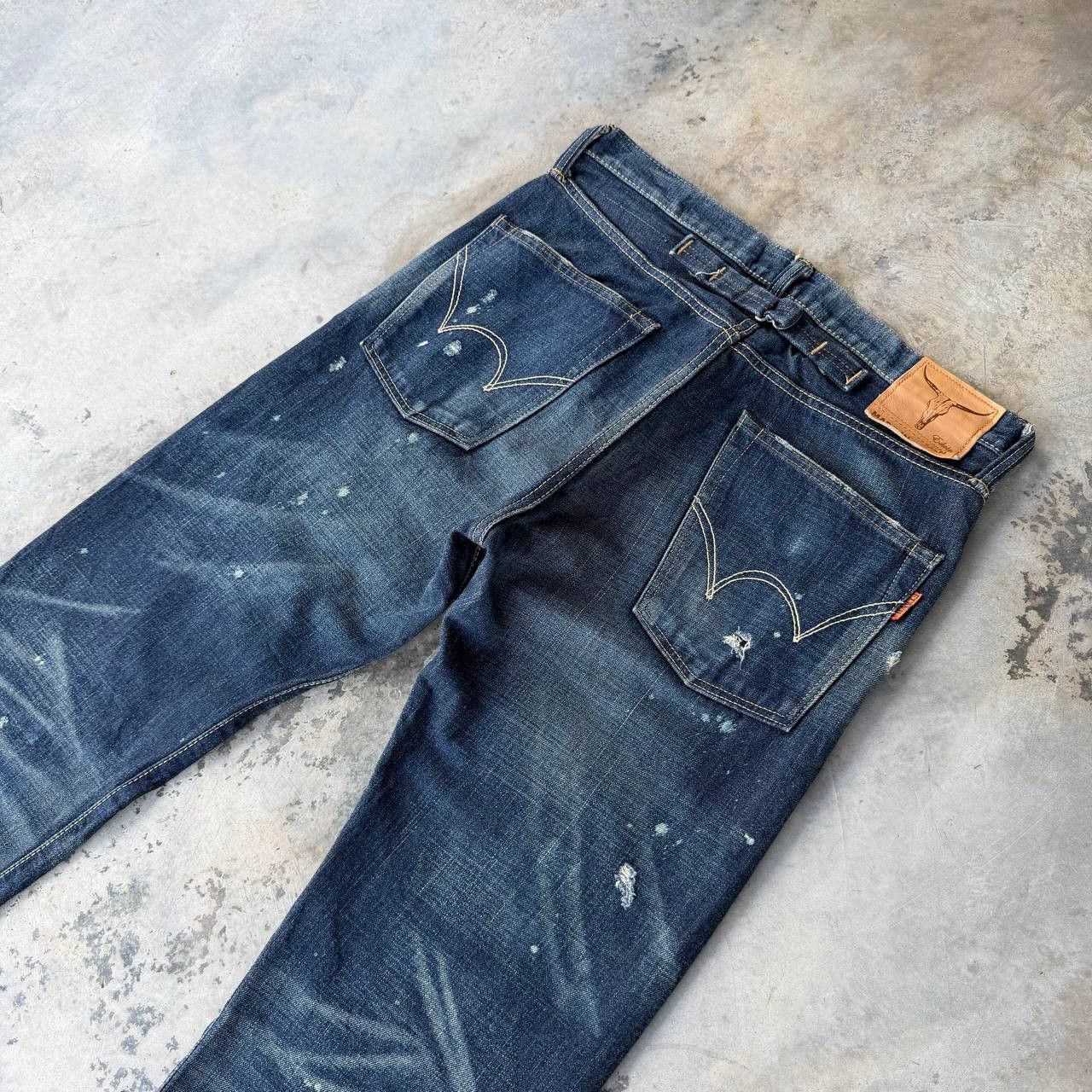 Edwin VINTAGE EDWIN 505ZX BUCKLE BACK REDLINE DISTRESSED HONEYCOMB Size US 30 / EU 46 - 17 Thumbnail