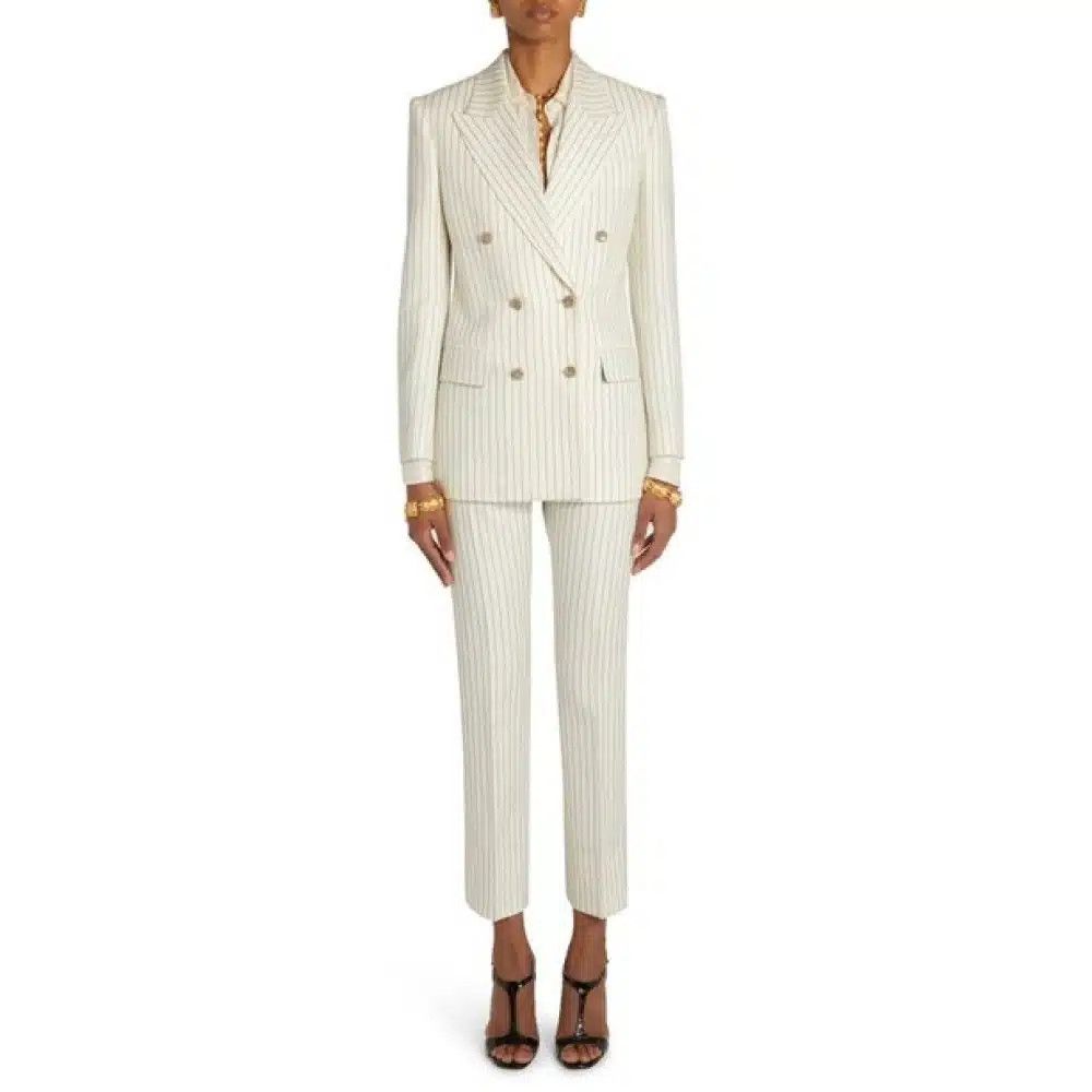 Tom Ford o1loc1c0425 GI2971 Wallis Double Breasted Jacket in White Size M / US 6-8 / IT 42-44 - 6 Thumbnail