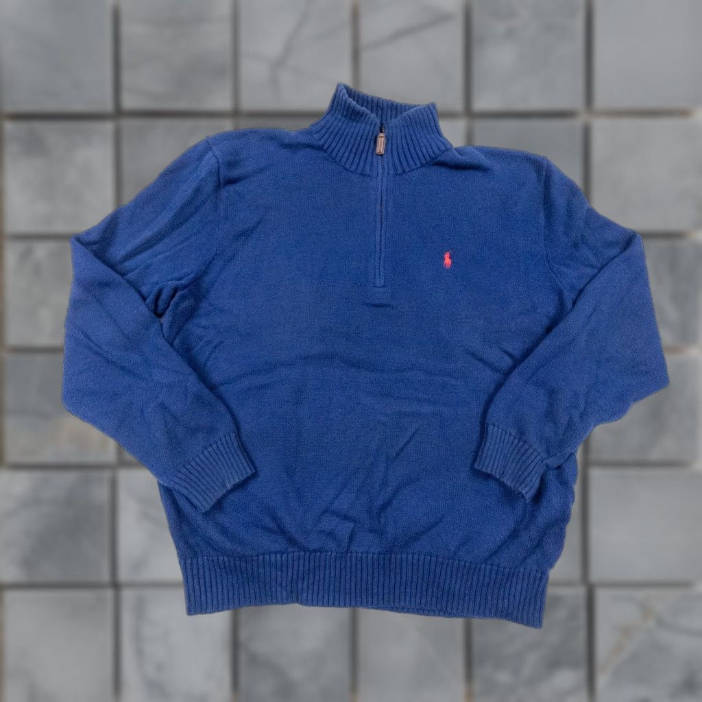 Polo Ralph Lauren Polo Ralph Lauren Sweater Mens XL Blue Quarter Zip Pullover Knit Preppy Size US XL / EU 56 / 4 - 1 Thumbnail
