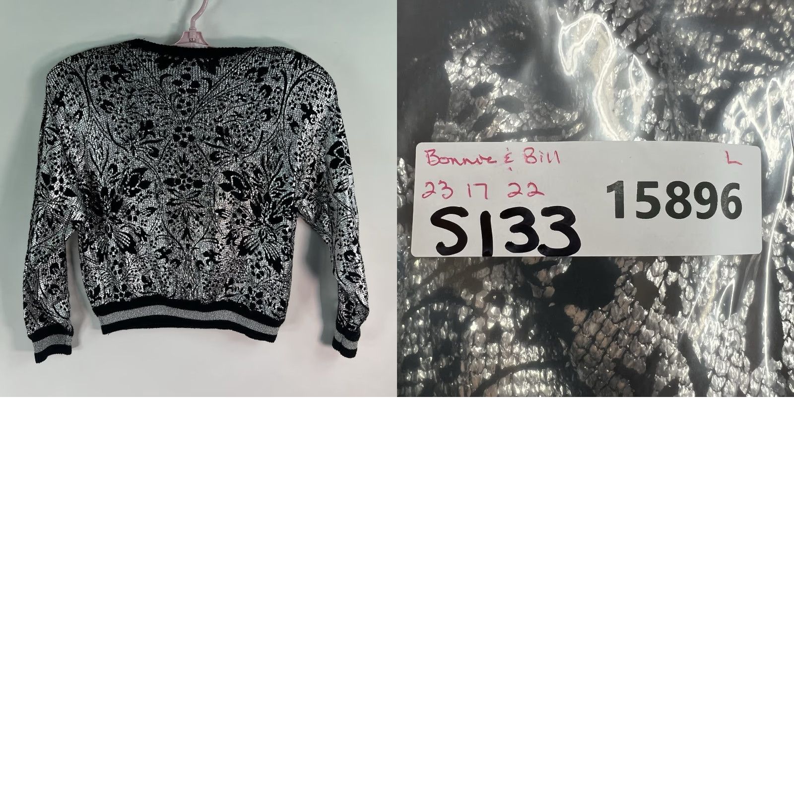 Vintage VINTAGE Bonnie And Bill NY Metallic Floral Holiday Sweater Women’s L Black Size L / US 10 / IT 46 - 8 Thumbnail
