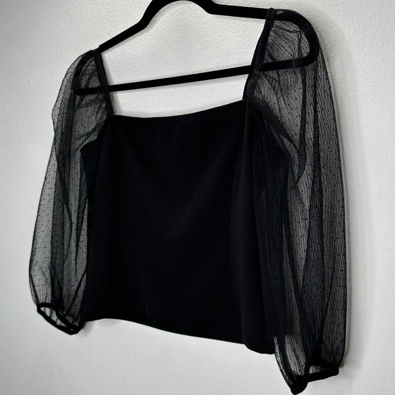 Other Socialite Black Square Neck Polka Dot Balloon Sleeve Top Size M / US 6-8 / IT 42-44 - 4 Thumbnail