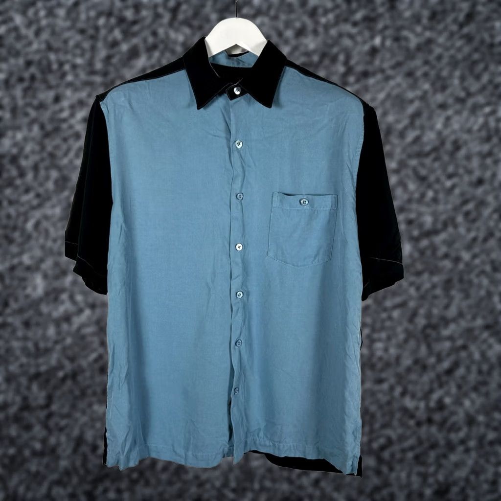 Tori Richard Tori Richard Mens Two-Tone Silk Camp Shirt Medium Blue Embroidered Martini Back Size US M / EU 48-50 / 2 - 1 Thumbnail