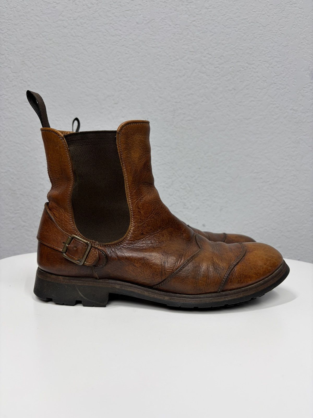 Frye Vintage 00s Brown Leather Side Zip Boots Guidi Marsell Style Size US 10 / EU 43 - 8 Thumbnail