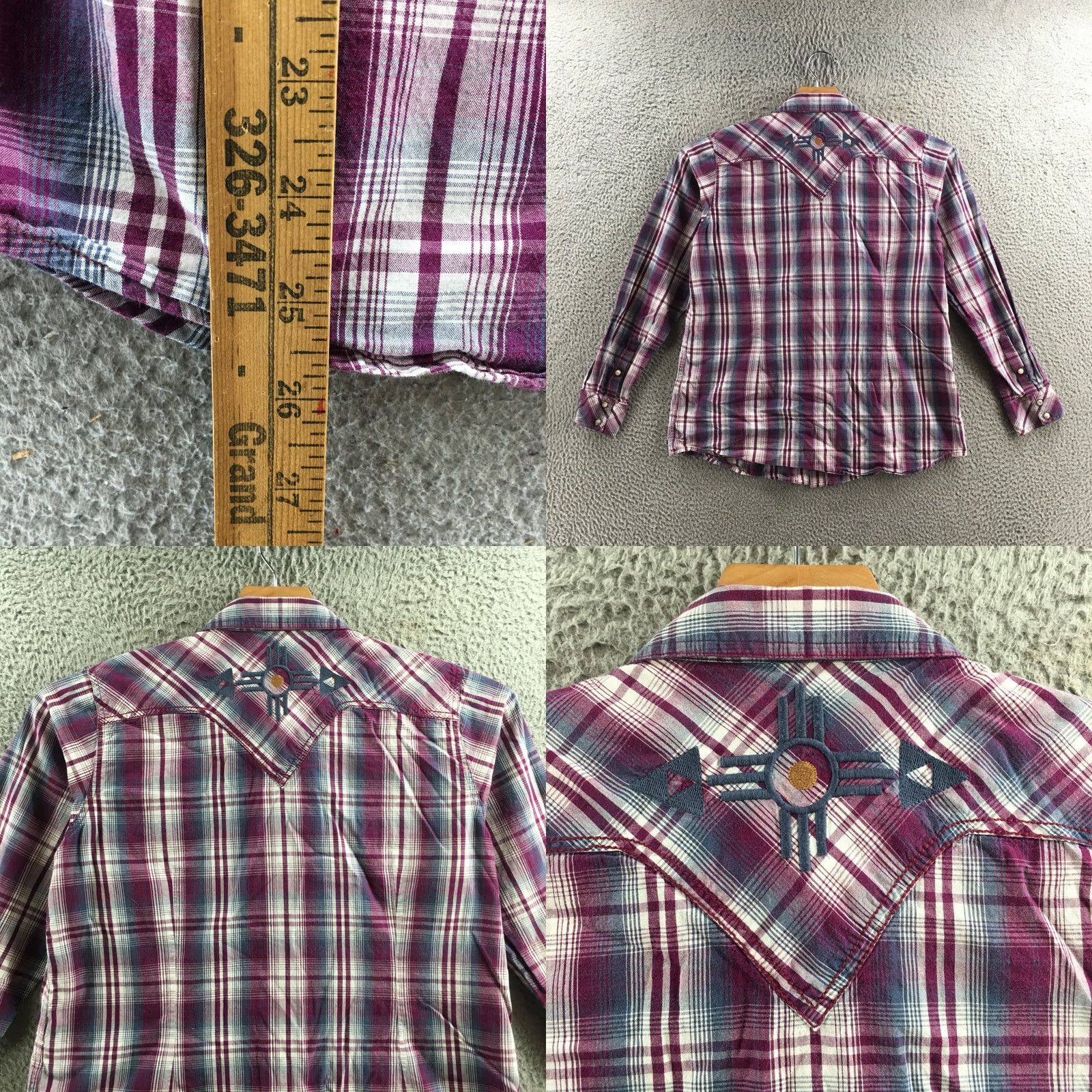 Ariat Ariat REAL Shirt Womens L Purple Blue Plaid Western Snap Button Zia Embroidery Shirt Size L / US 10 / IT 46 - 8 Thumbnail