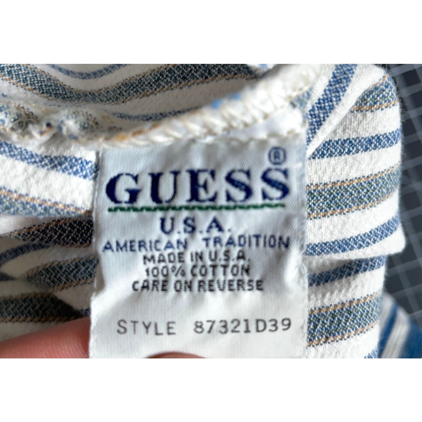 Guess VINTAGE GUESS Jeans Striped Long Sleeve Shirt Men's Medium Blue White Button-Down Collar 90s Casual USA Tag Mens Size US M / EU 48-50 / 2 - 4 Thumbnail