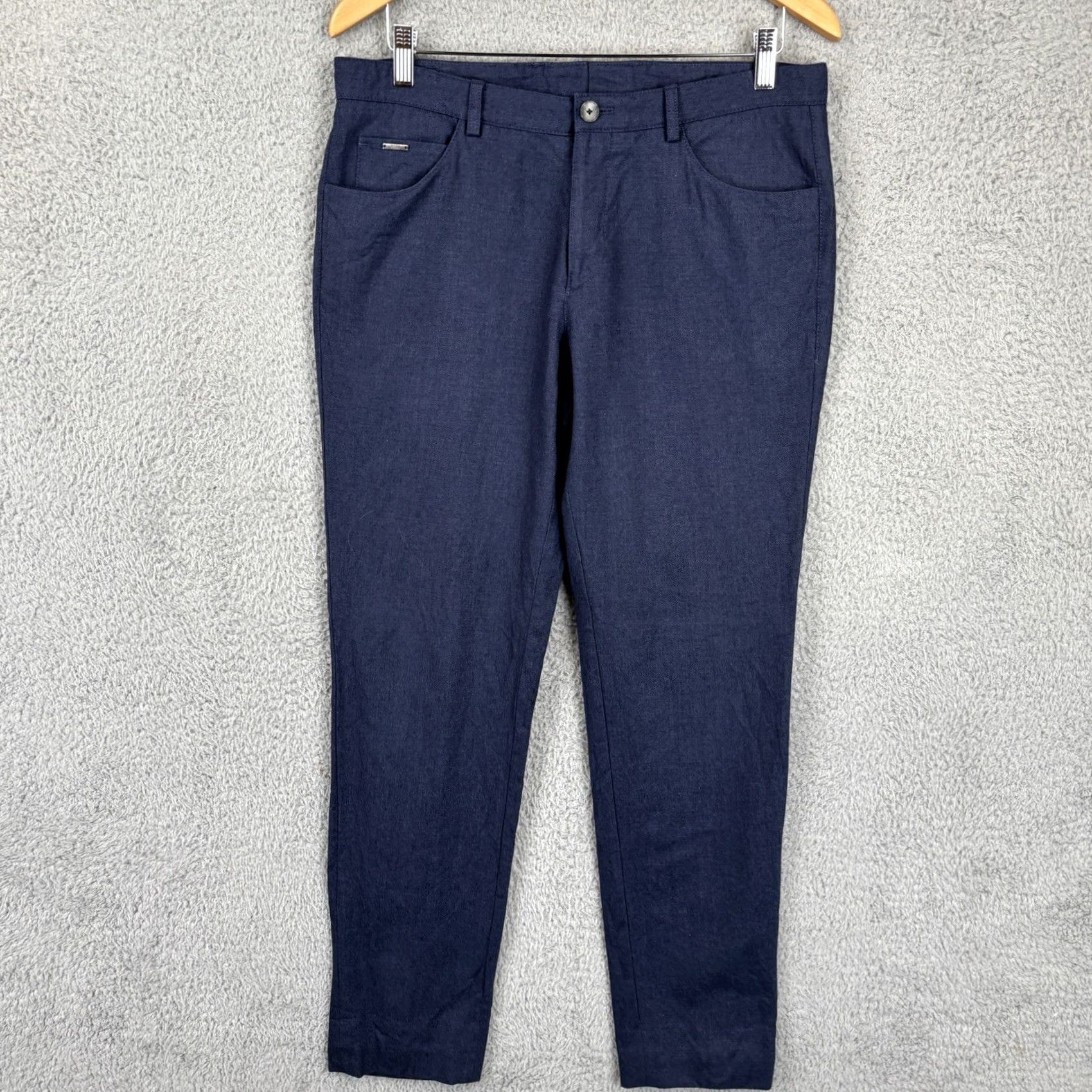 Vintage Hugo Boss Pants 5 Pocket Casual Chino Wool 100% Navy Flat Front 32x30 Men Regular Knitted? Size US 32 / EU 48 - 2 Thumbnail
