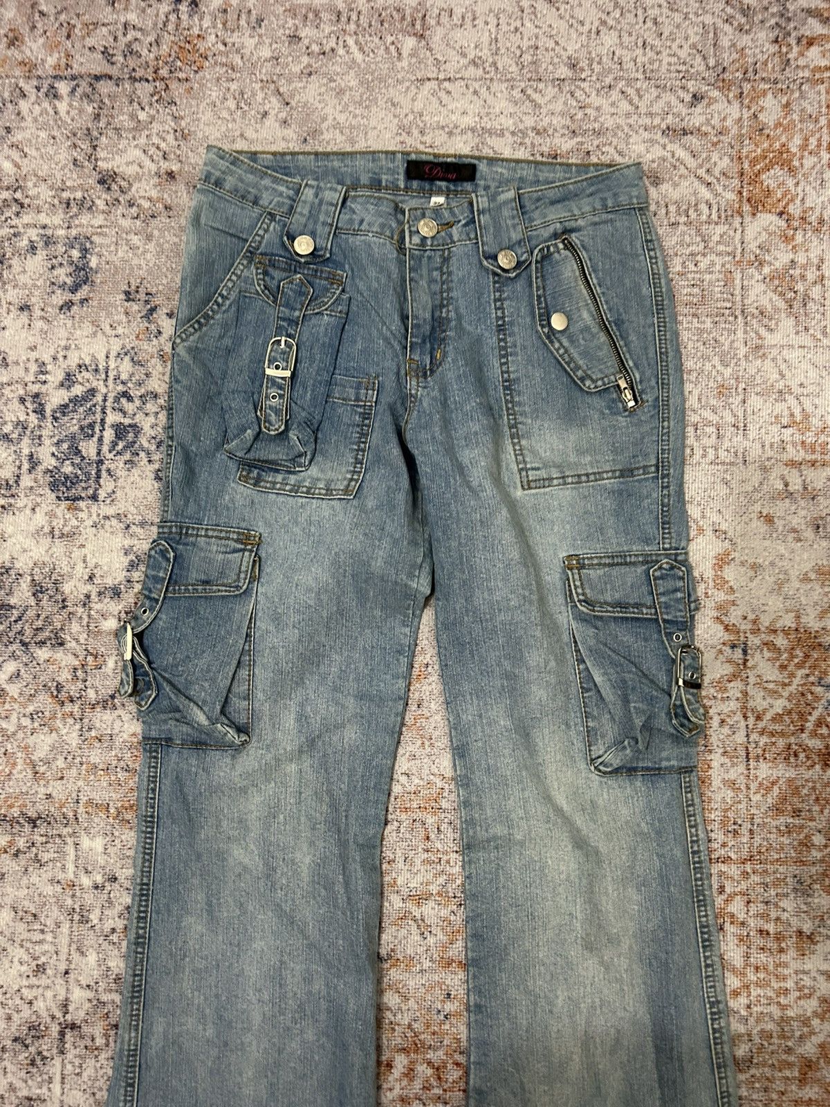 Japanese Brand Diva Cargo Multipocket Flare Jeans Size US 29 - 5 Thumbnail