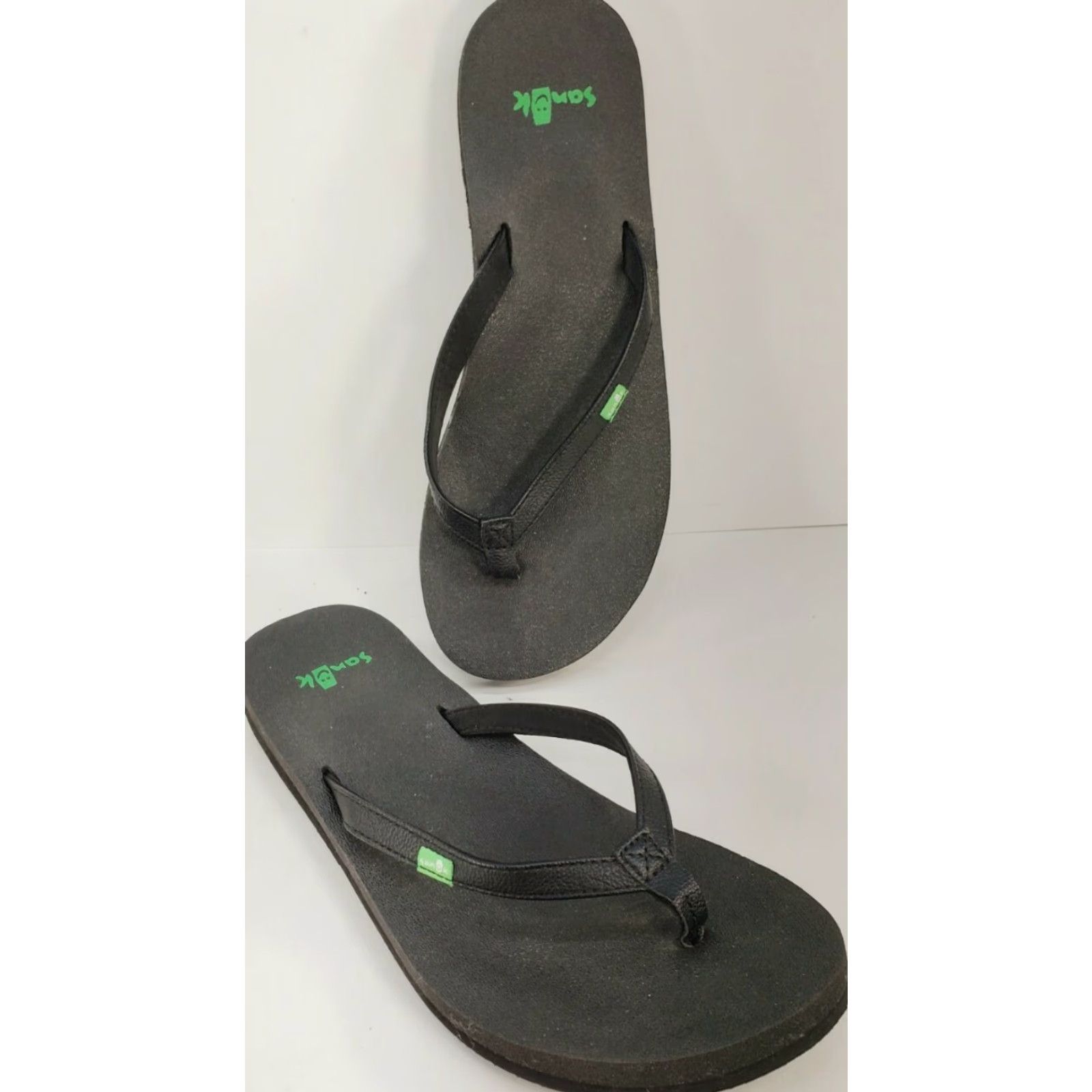 Sanuk Sanuk Yoga Joy Women’s 7 Flip Flop Sandals Toe Post Black SWS10275, Deep Teal, Cushioned, Flat, Slip On, Faux Leather Upper, M Width, Sandal, Like New Size US 7 / IT 37 - 2 Thumbnail