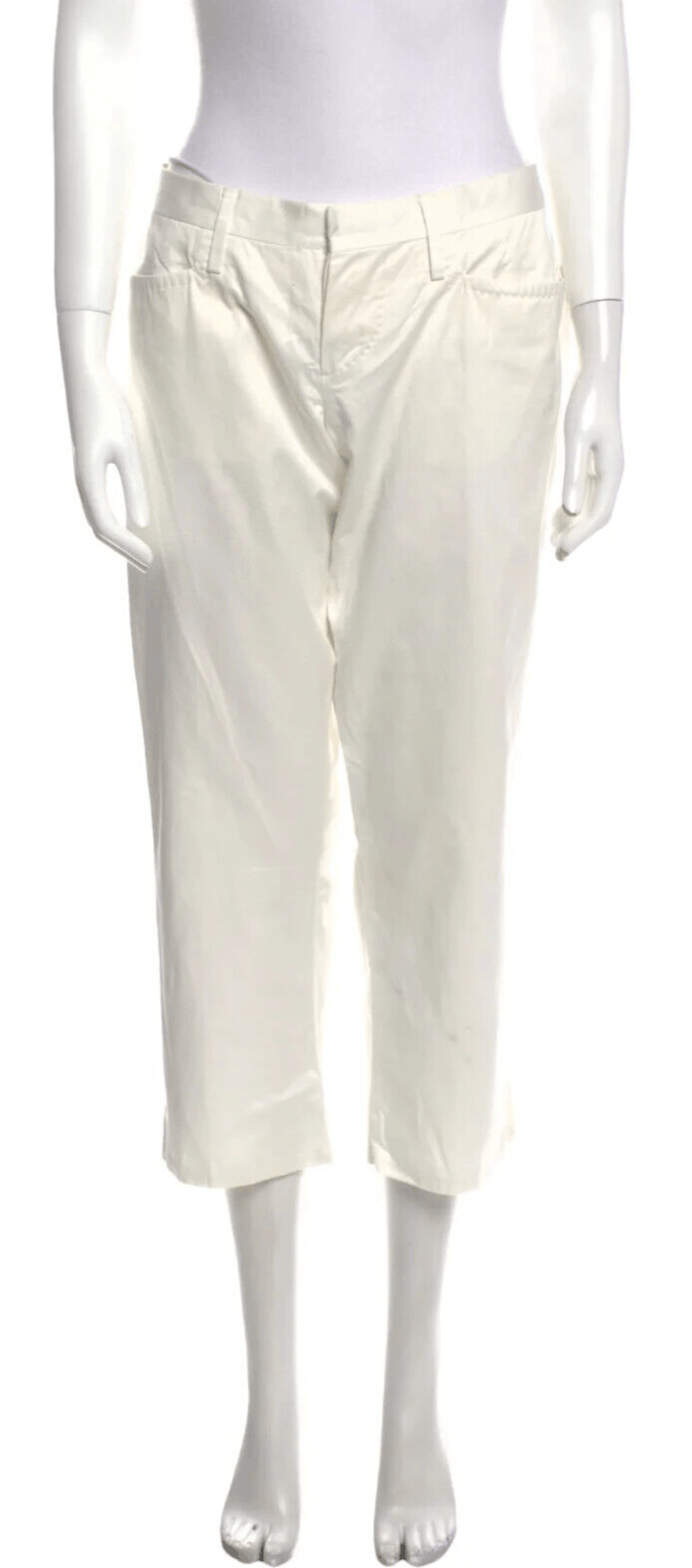 image of Dsquared2 Cropped Satin Cotton Pants (46 It; Large Us) in White, Women's (Size 33)