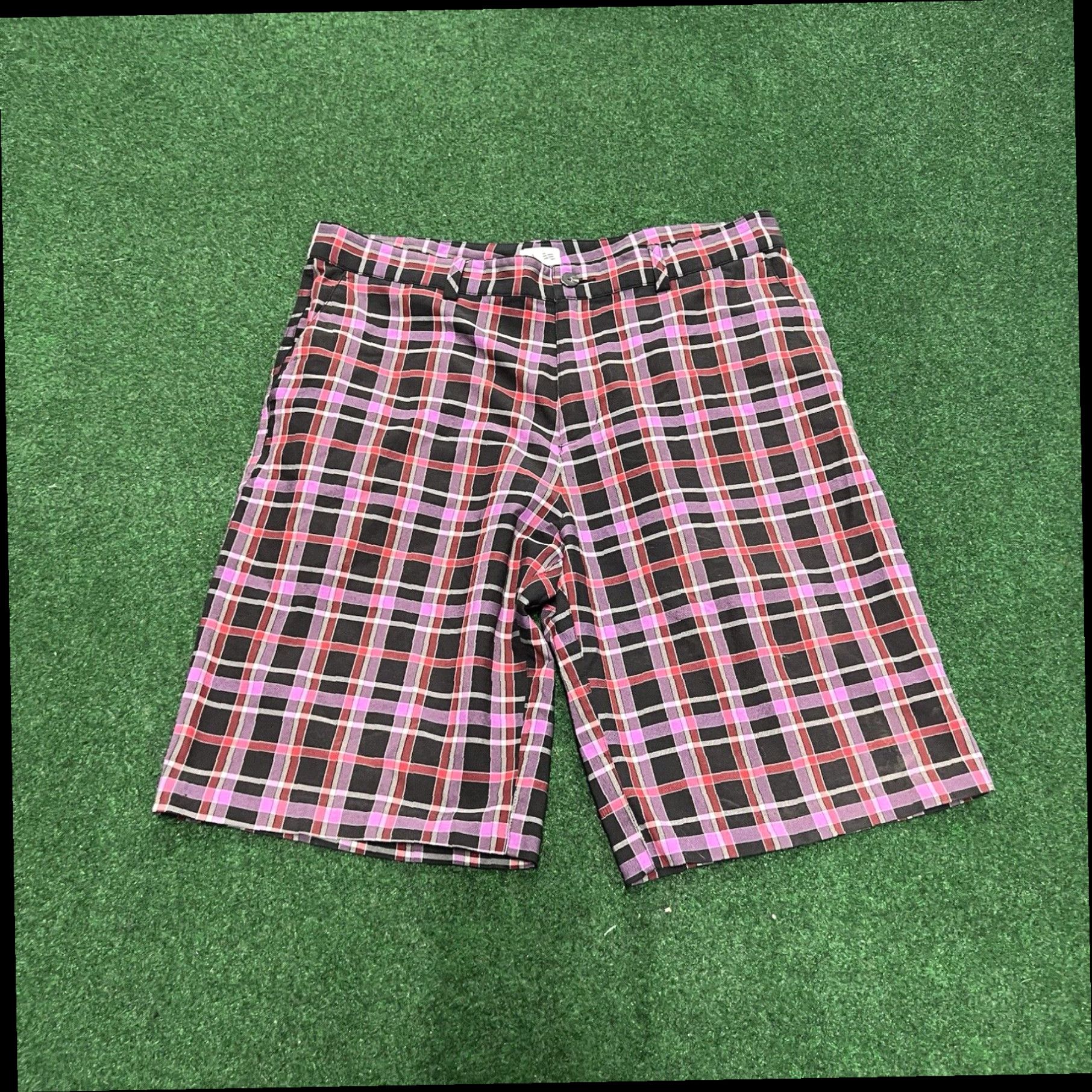 Adidas Vintage Adidas Shorts Mens 34 Purple Black Plaid Chino Golf Athletic Flat Front Size US 34 / EU 50 - 1 Thumbnail