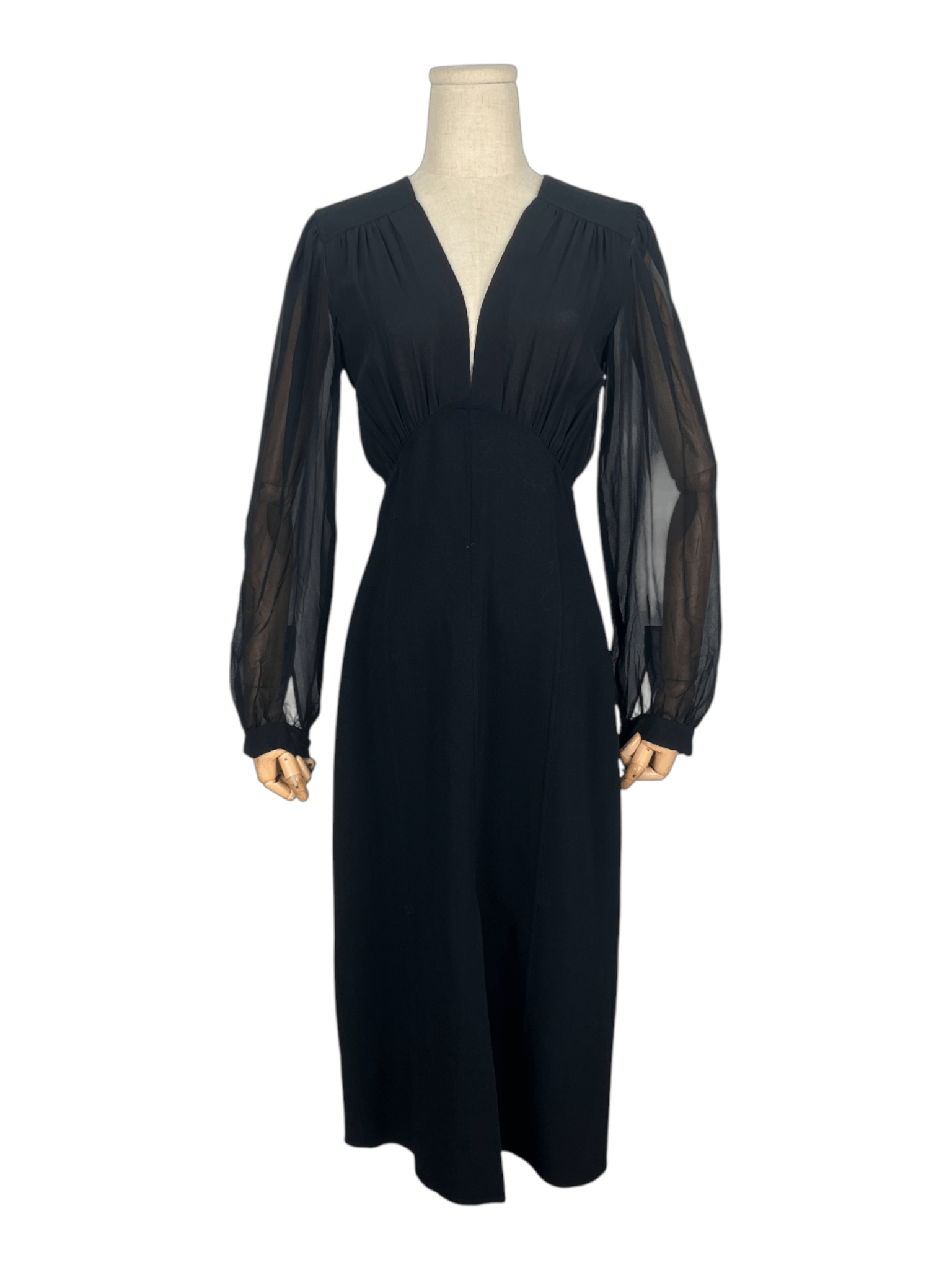 Michael Kors Michael Kors Black V-Neck Dress With Sheer Top Size S / US 4 / IT 40 - 1 Thumbnail