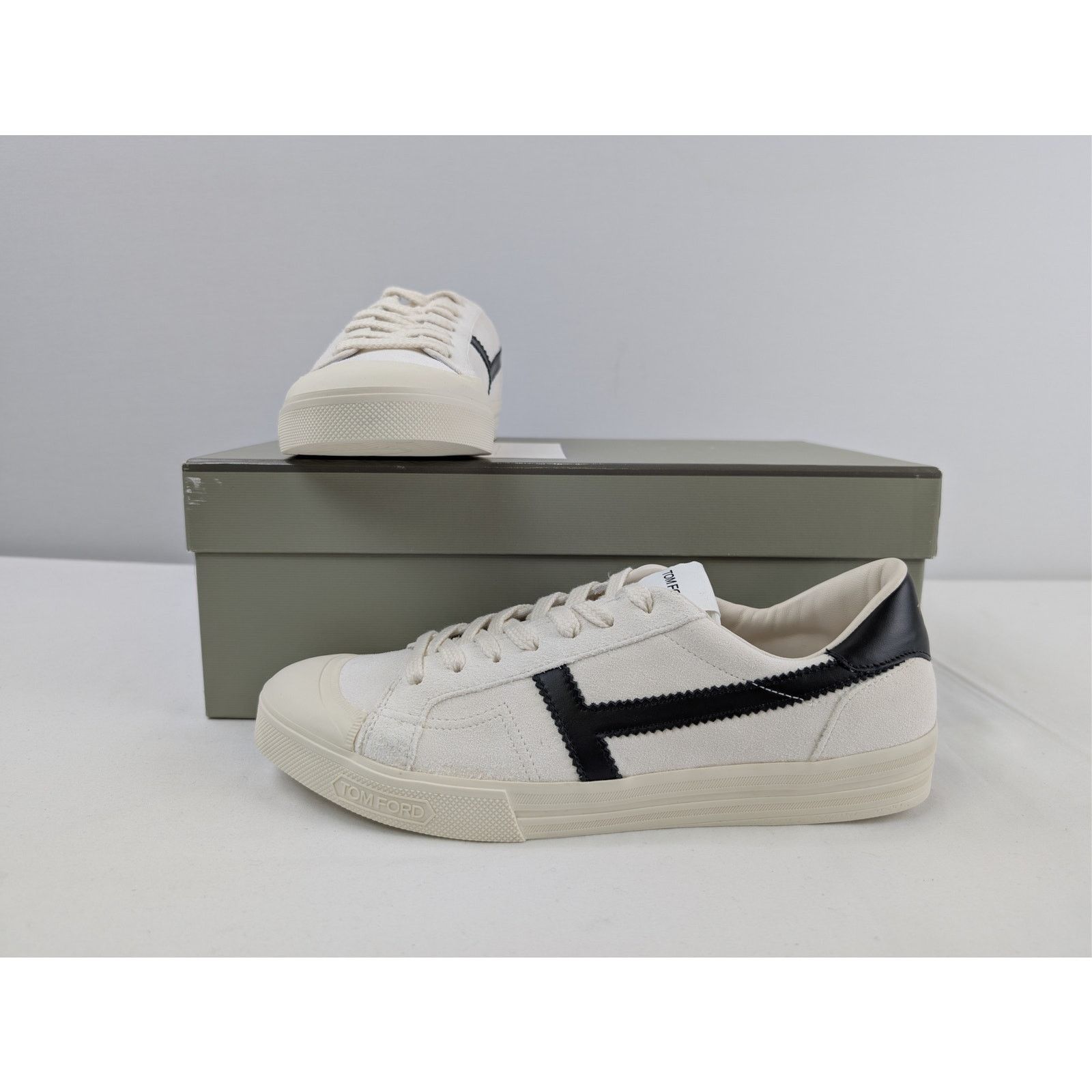 Tom Ford o1rshd1 Jarvis low-top canvas and leather sneakers in white Size US 8 / EU 41 - 20 Thumbnail