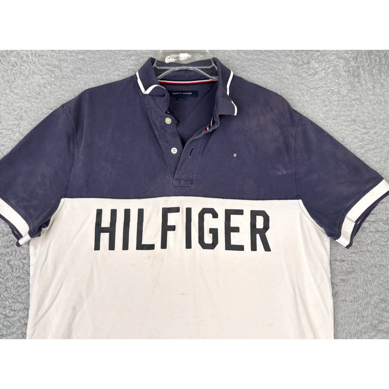 Tommy Hilfiger Tommy Hilfiger Polo Shirt Men Large Blue White Cotton Short Sleeve READ Size US L / EU 52-54 / 3 - 4 Thumbnail