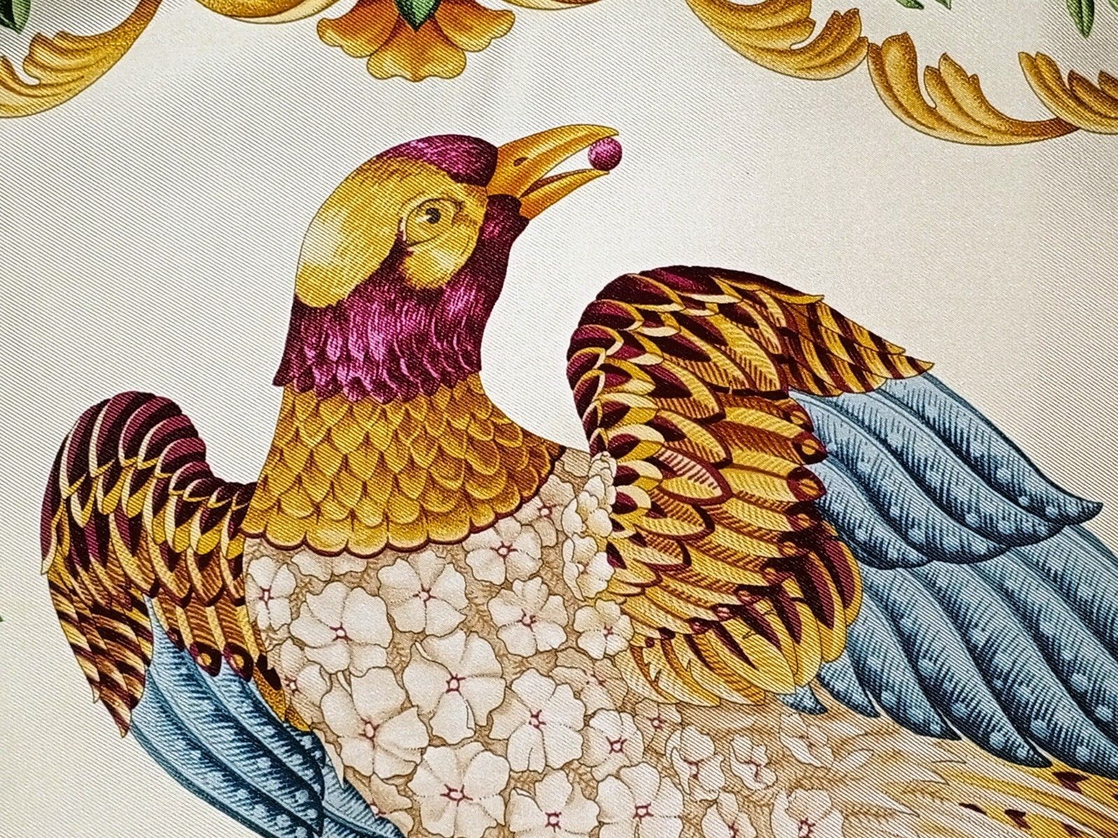 Salvatore Ferragamo SALVATORE FERRAGAMO Italy Bird Holiday Theme Silk Scarf Size ONE SIZE - 8 Thumbnail