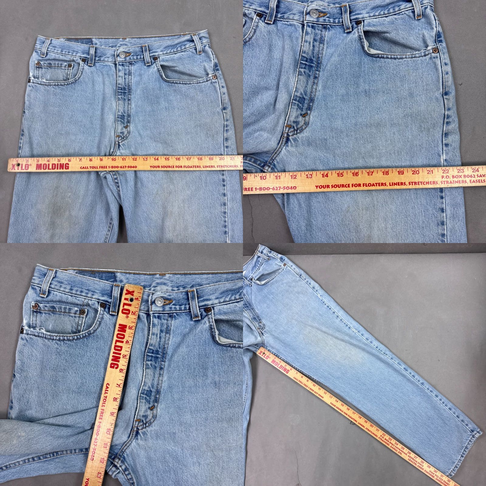 Levi's VINTAGE Levi's Jeans Mens 36x32 Blue Distressed 550 Relaxed Straight 5-Pocket Denim - White? Size US 36 / EU 52 - 9 Thumbnail
