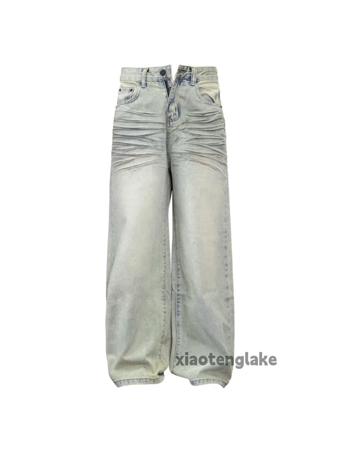 Jean Unisex washed retro faded loose baggy grunge jeans Size US 32 / EU 48 - 2 Thumbnail