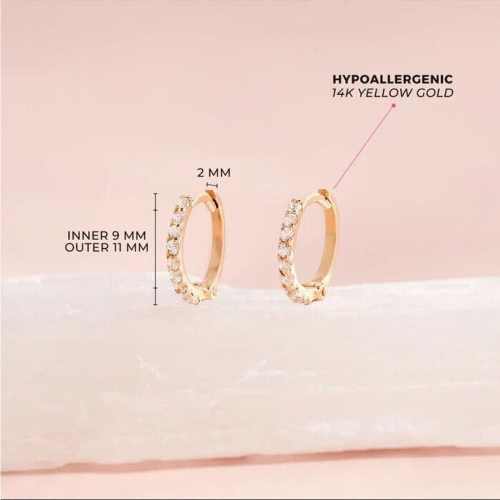 Other 14k Gold Jeweled CZ Huggie 9mm Toddler/ Kids/ Girls Earrings Size ONE SIZE - 2 Thumbnail