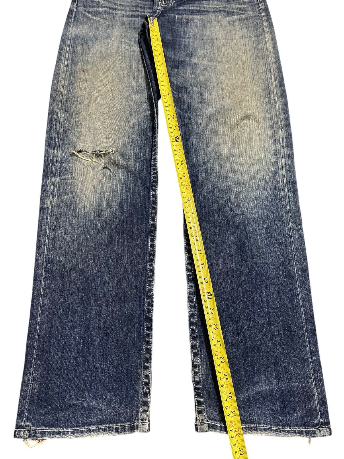 Denime Vintage Japanese Brand Blue Bleached Style Distress Jeans Size US 32 / EU 48 - 13 Thumbnail