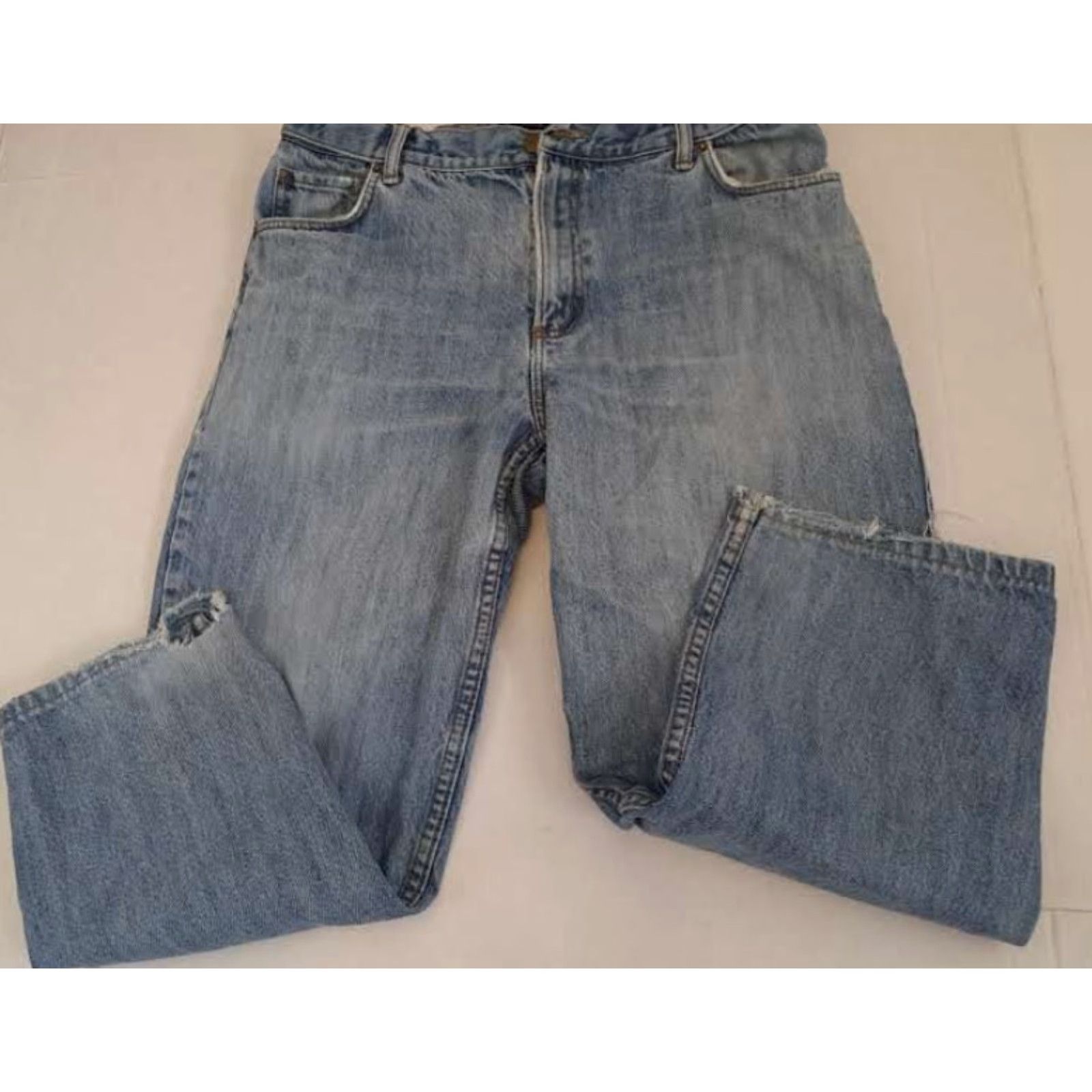 Lands' End VINTAGE Lands' End Jeans Denim Blue 35 Mens Regular 30 Inseam 5-Pocket Cotton Work Straight Pants Sized 35 Blue Size US 35 - 2 Thumbnail