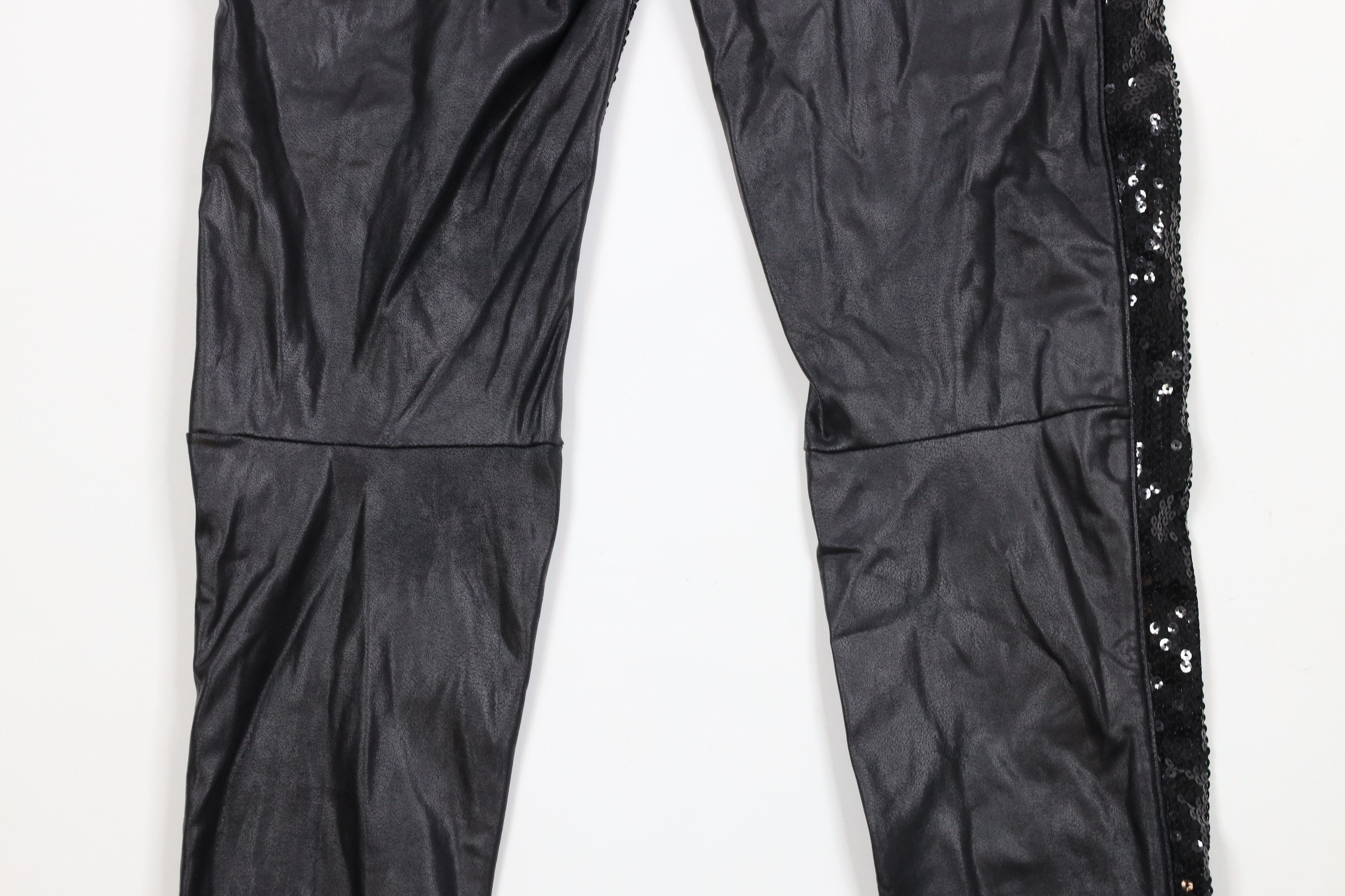 Spanx × Vintage Spanx Faux Leather Sequined Stretch Shapewear Leggings Black Size 30" / US 8 / IT 44 - 8 Thumbnail