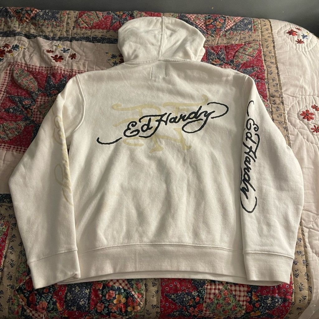 Ed Hardy Ed Hardy White Graphic Hoodie size M Size US M / EU 48-50 / 2 - 2 Thumbnail